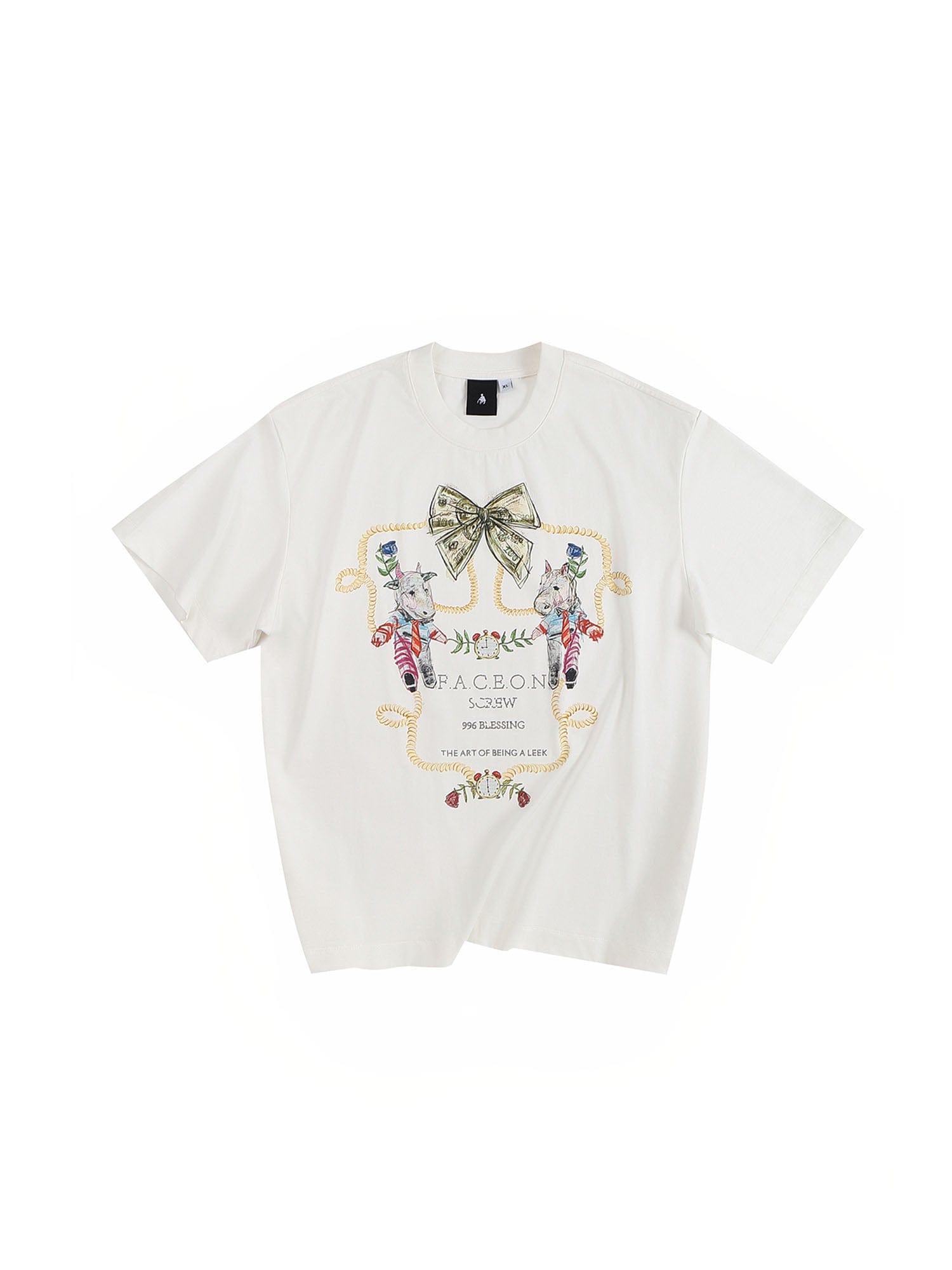 FACEONLAB Whimsical Cow and Horse T-Shirt, premium urban and streetwear designers apparel on PROJECTISR.com, FACEONLAB