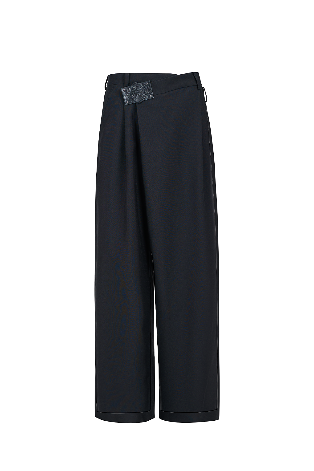 455EMBLE Asymmetric Waist Patch Wide-Leg Trousers