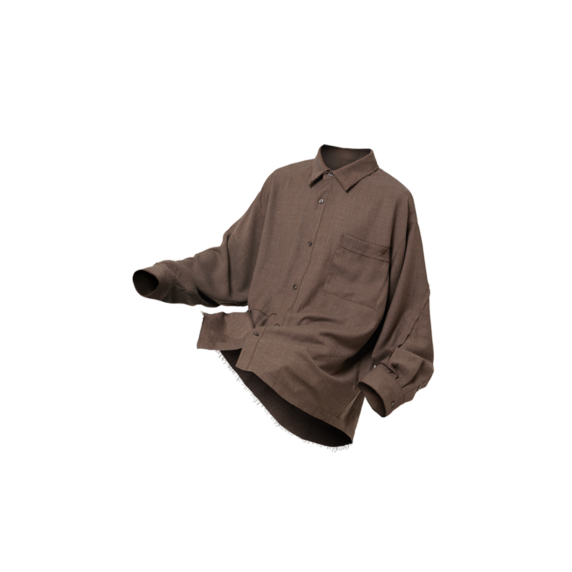 RELABEL Linen Blend Frayed Hem Shirt