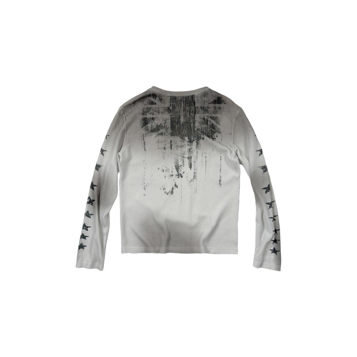 SAXGENWON Washed Graphic Frayed Long-Sleeve Tee