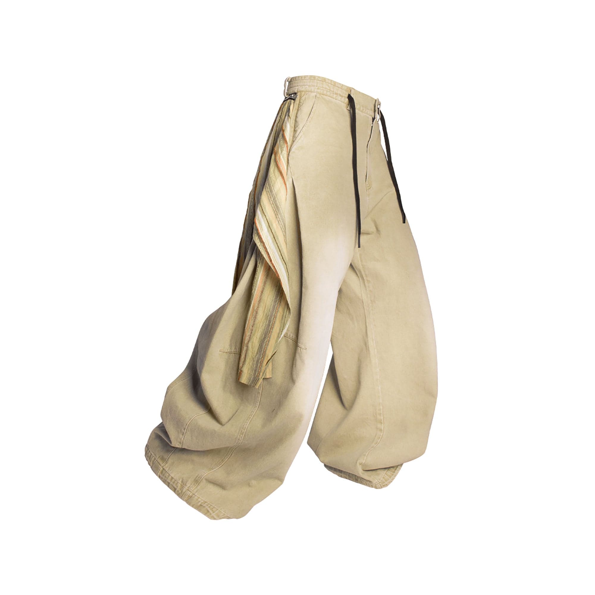 RELABEL Detachable Drape Drawstring Baggy Jeans Brown, premium urban and streetwear designers apparel on PROJECTISR.com, RELABEL