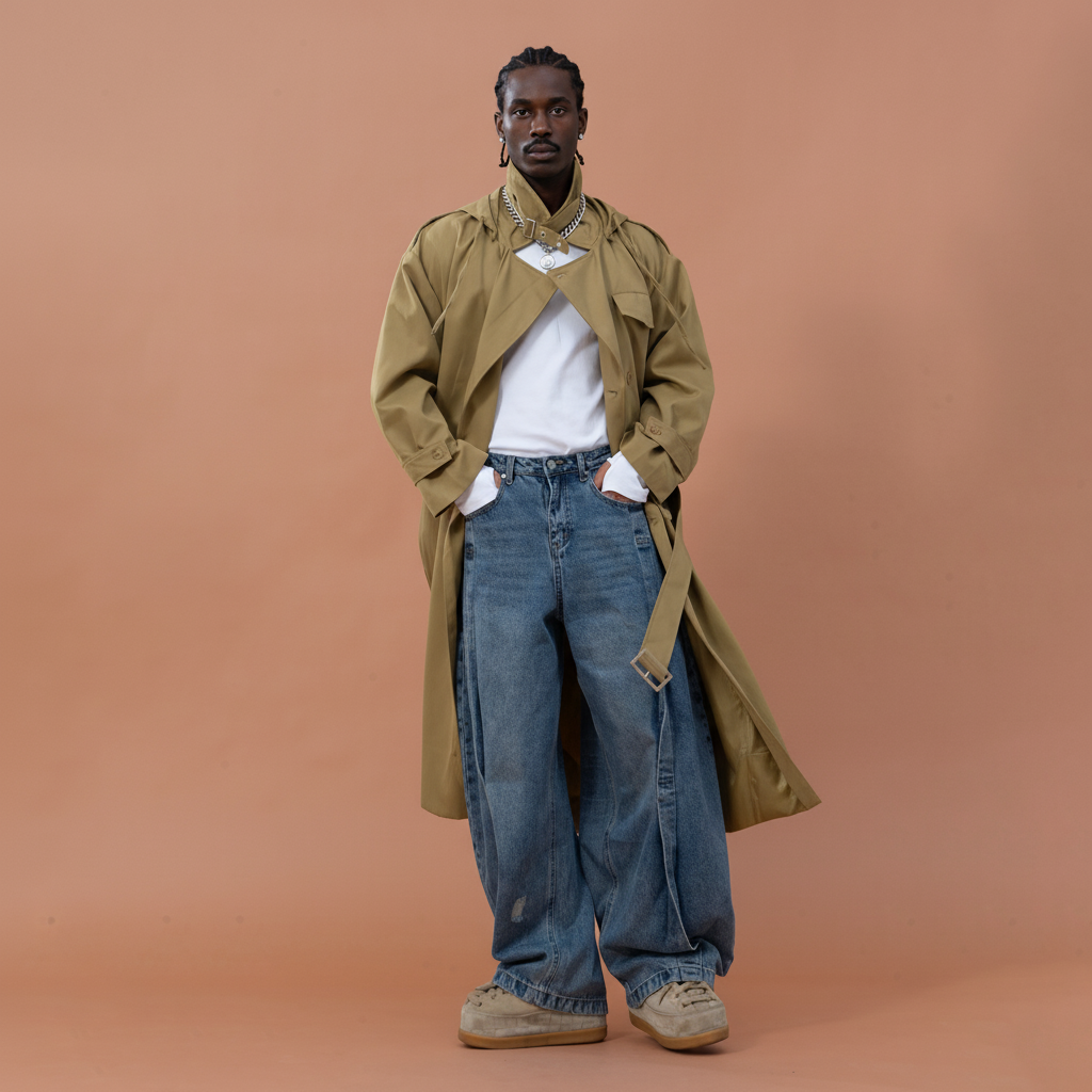 CLP Utility Belted Hooded Trench Coat
