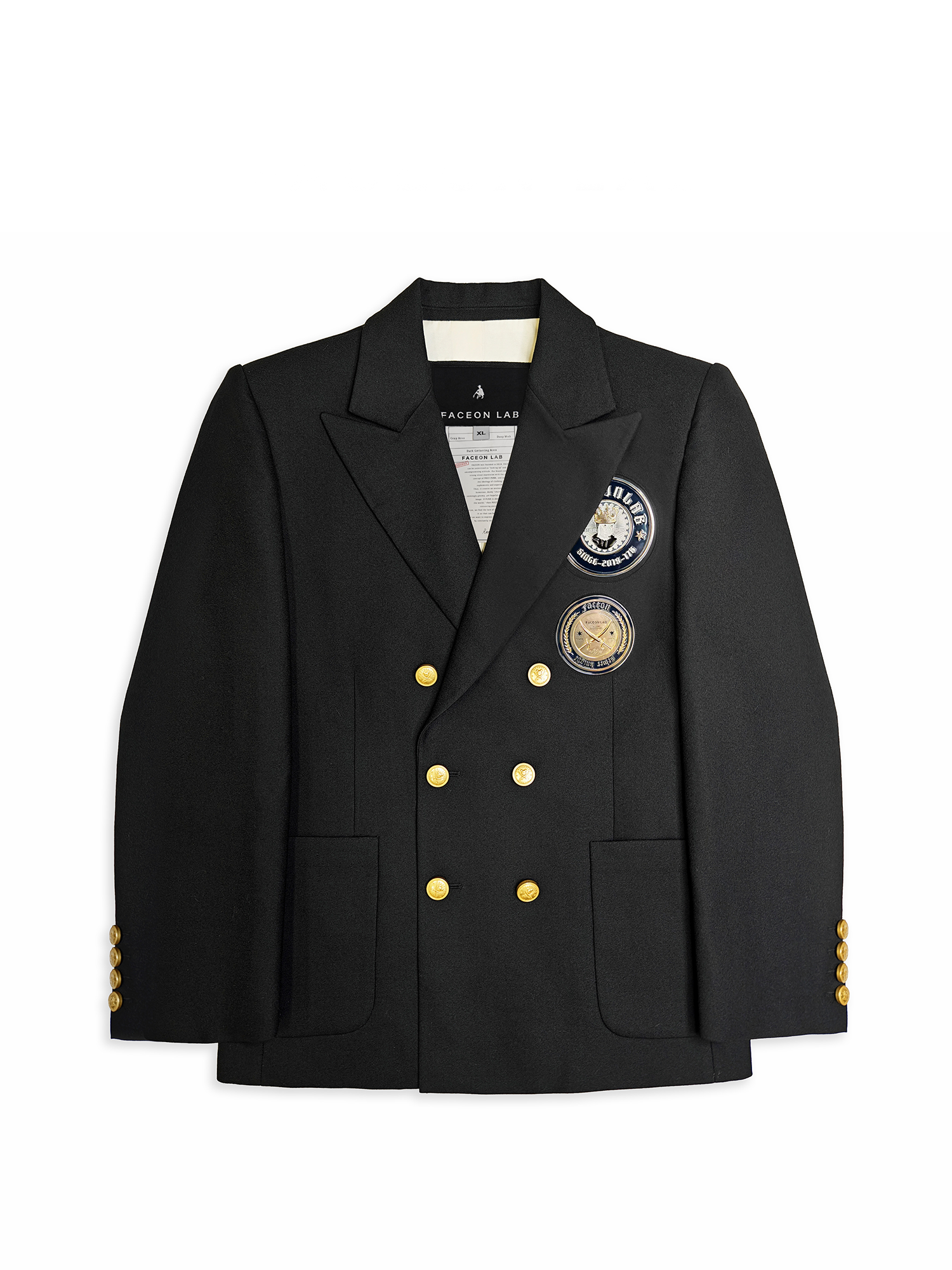FACEONLAB Badge-Patch Double-Breasted Blazer