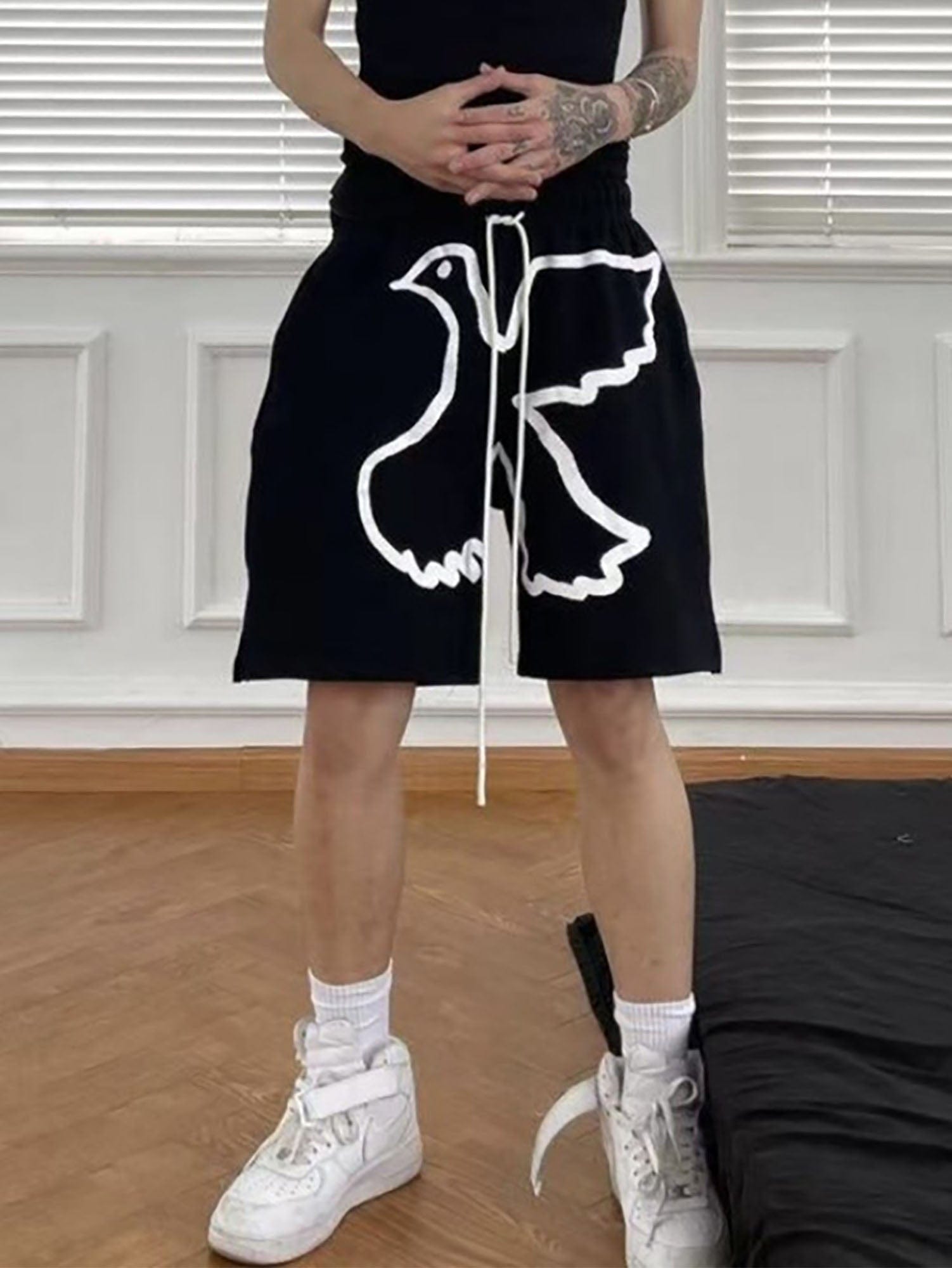 VINKID Dove Graphic Drawstring Sweat Shorts, premium urban and streetwear designers apparel on PROJECTISR.com, VINKID