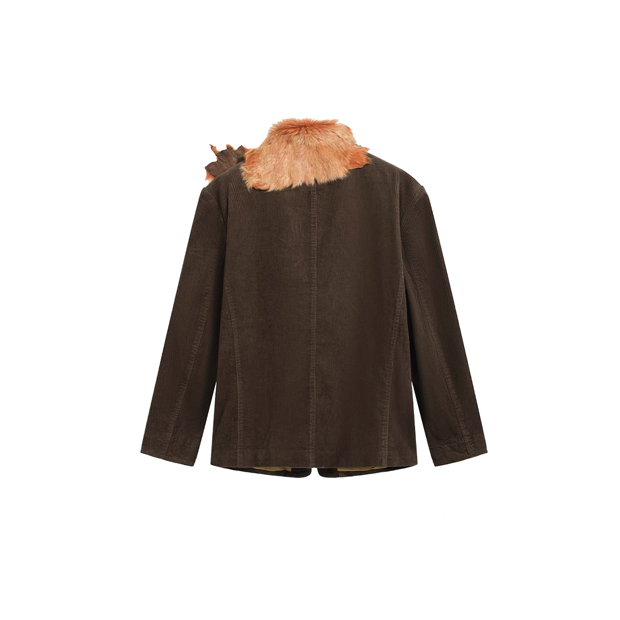 NOTHINGNESS WORLD Faux Fur Lapel Corduroy Blazer Jacket, premium urban and streetwear designers apparel on PROJECTISR.com, NOTHINGNESS WORLD