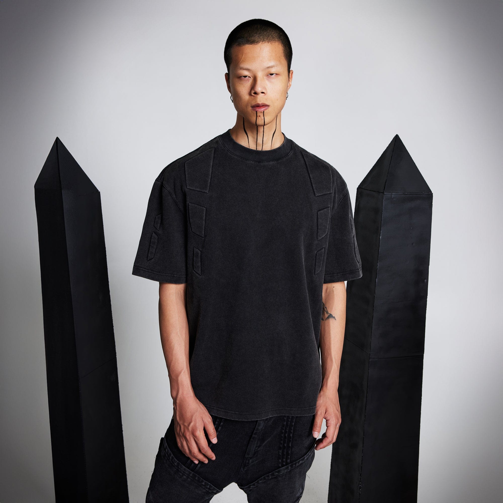 SSIN7 Armored Padded-Panel Washed T-Shirt, premium urban and streetwear designers apparel on PROJECTISR.com, SSIN7