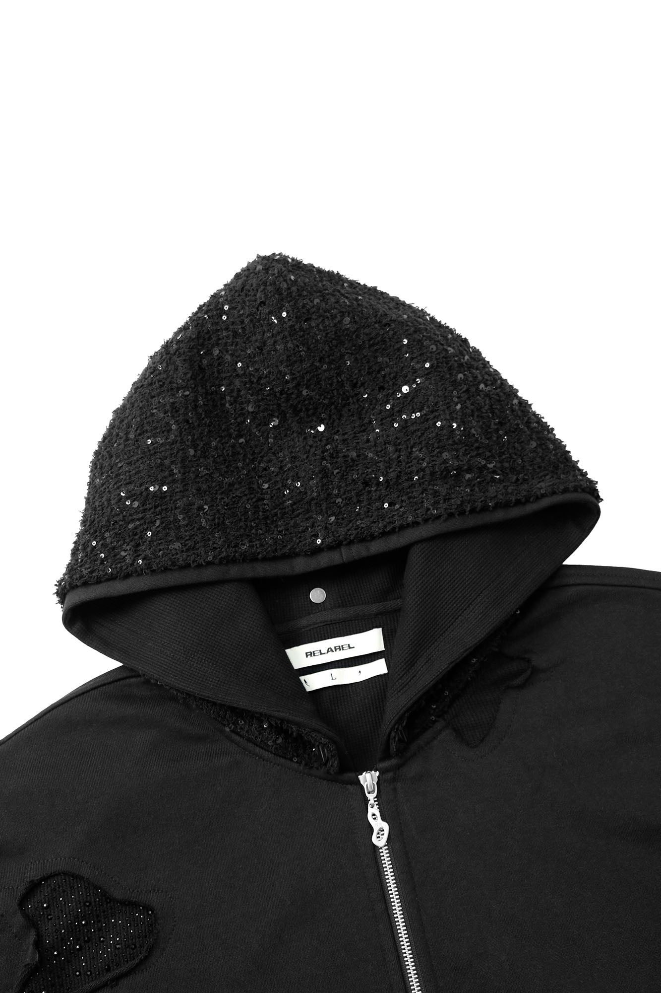 RELABEL Detachable Diamond Layered Hood Jacket, premium urban and streetwear designers apparel on PROJECTISR.com, RELABEL