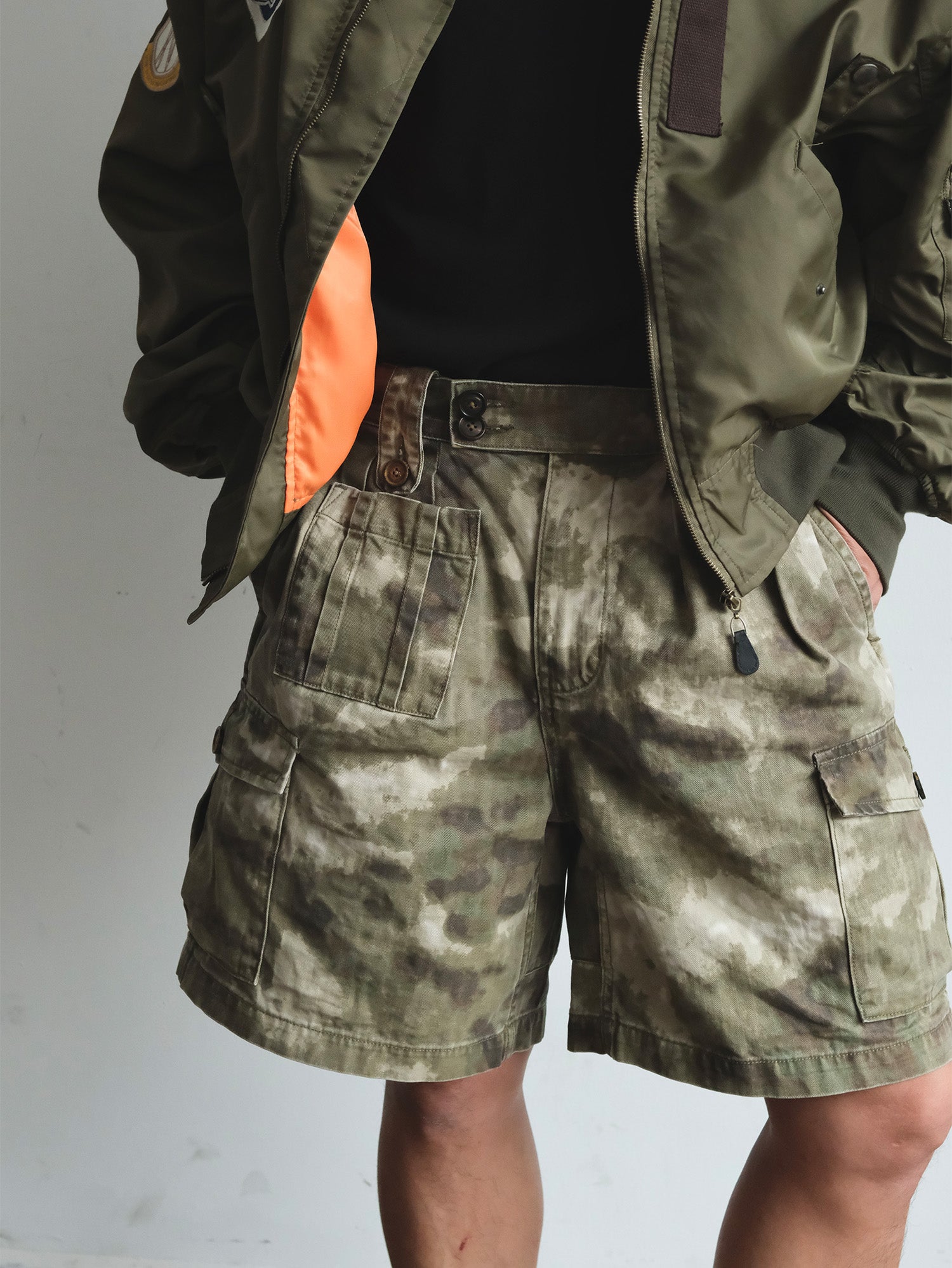 NEIGBORL Retro Washed Camo Cargo Shorts, premium urban and streetwear designers apparel on PROJECTISR.com, NEIGBORL