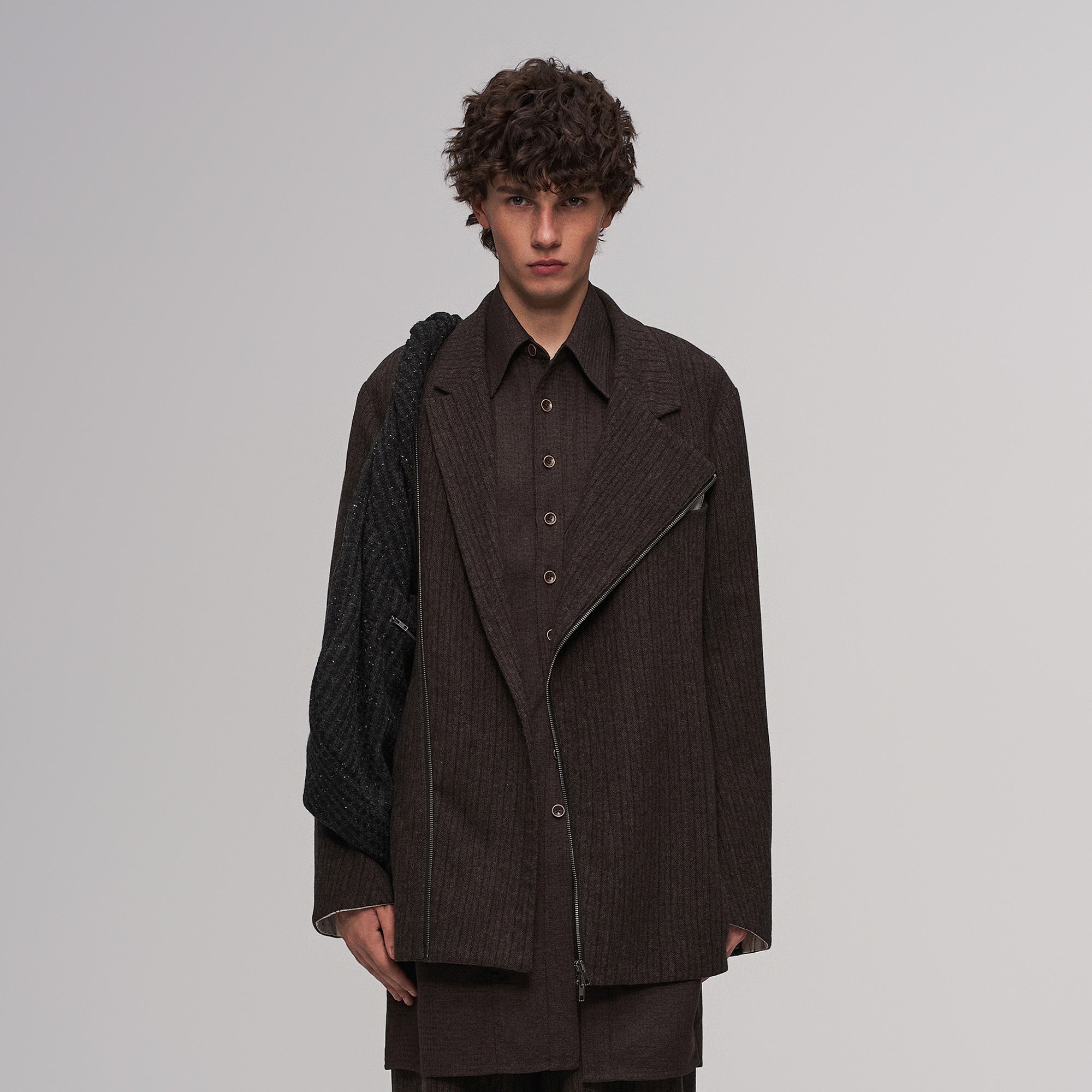 ILNya Nieternite Nifutur Wool-Blend Layered Sash Panel Blazer