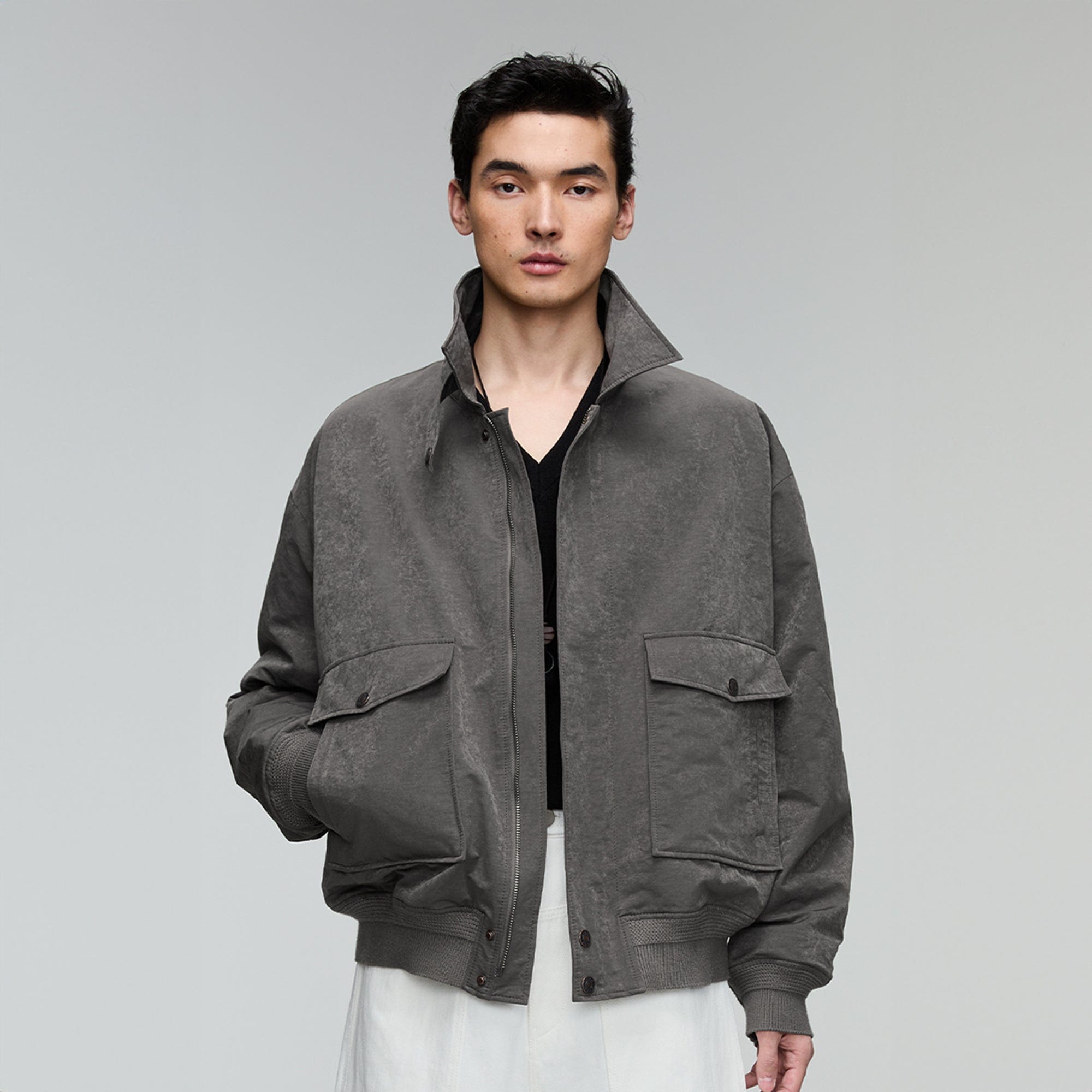 OPICLOTH Retro Stand-Collar Bomber Jacket, premium urban and streetwear designers apparel on PROJECTISR.com, OPICLOTH