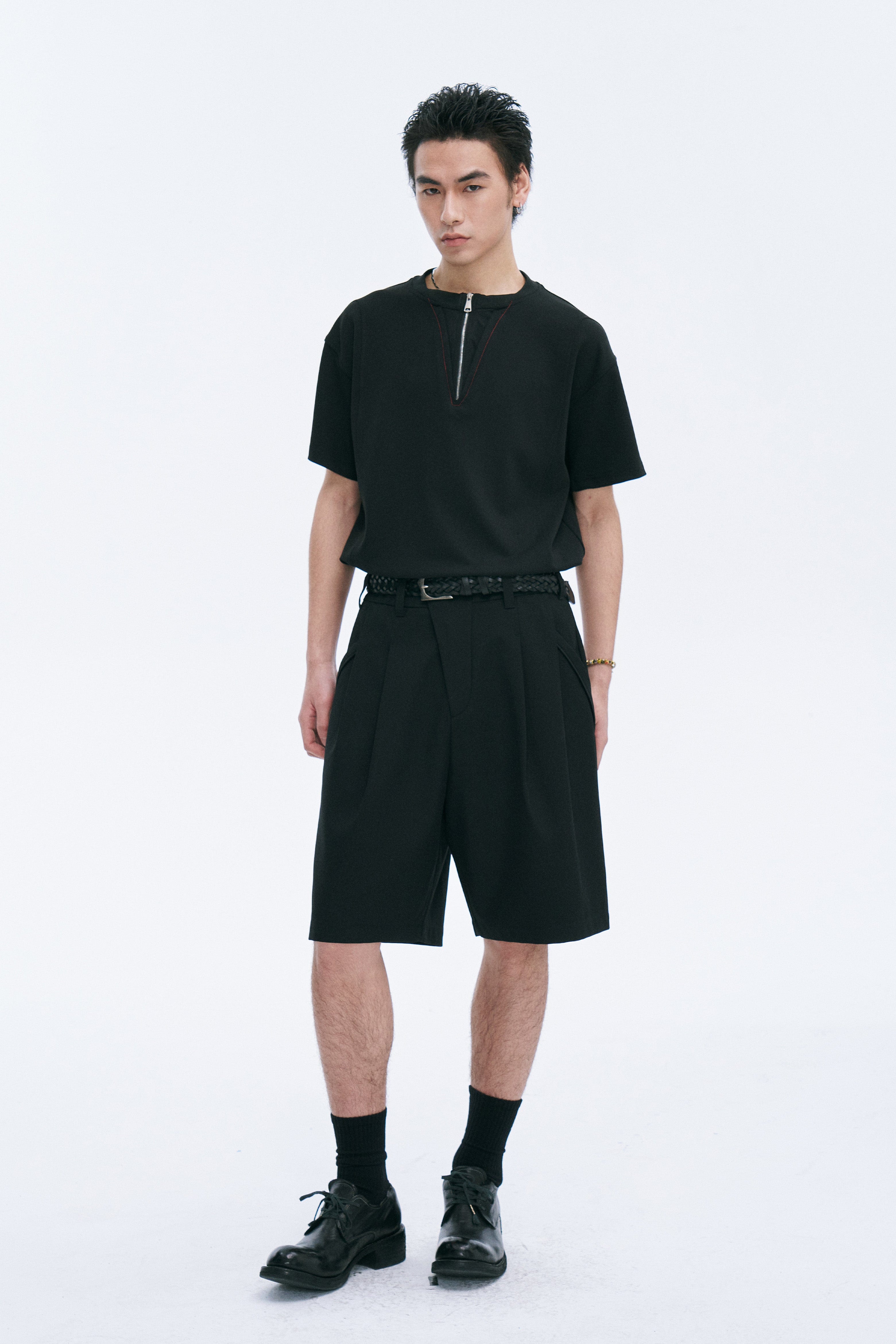 CATSSTAC Cross Spliced Dual-Zip T-Shirt, premium urban and streetwear designers apparel on PROJECTISR.com, CATSSTAC