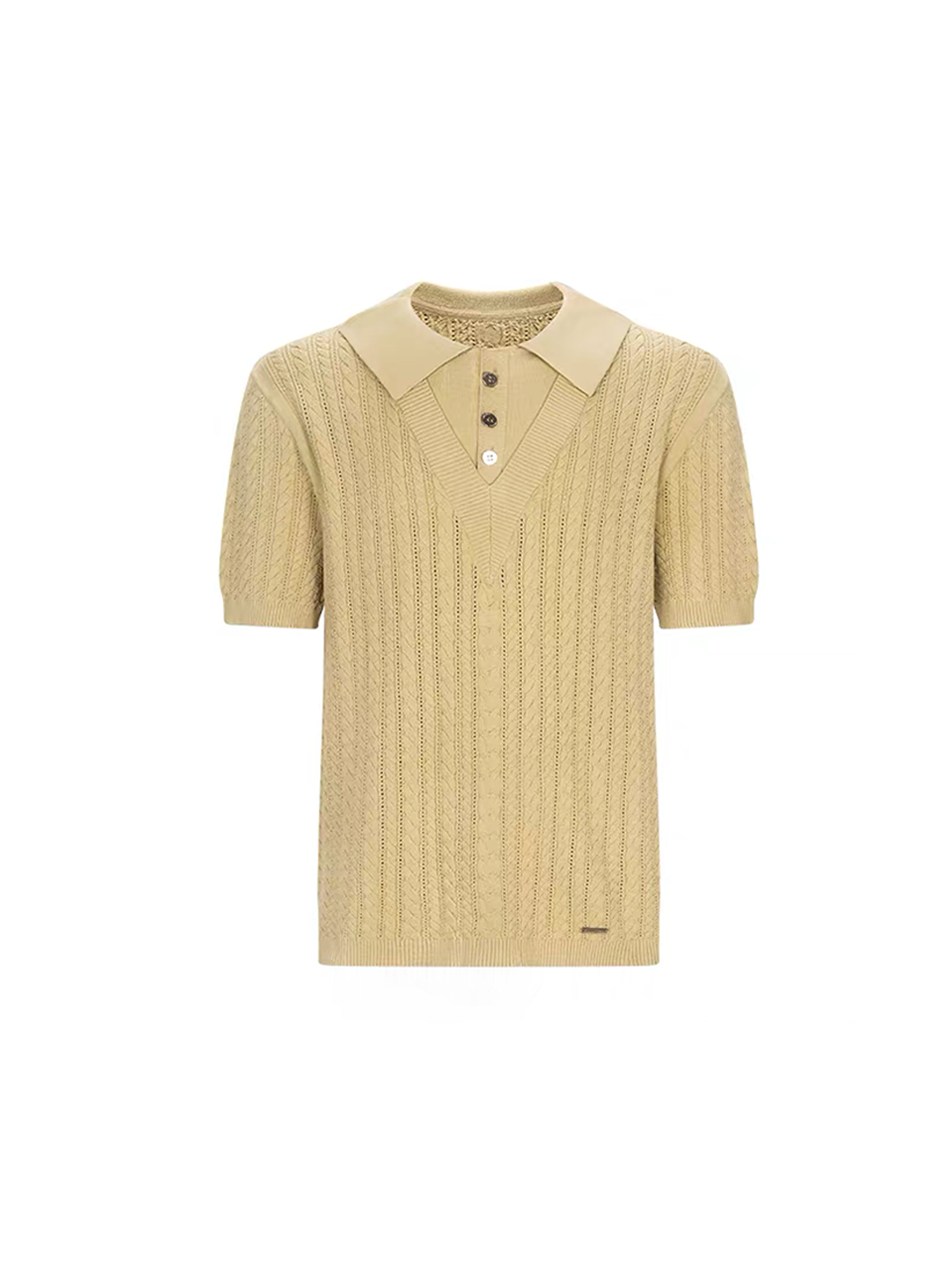 TIWILLTANG Layered Cable-Knit Openwork T Shirt