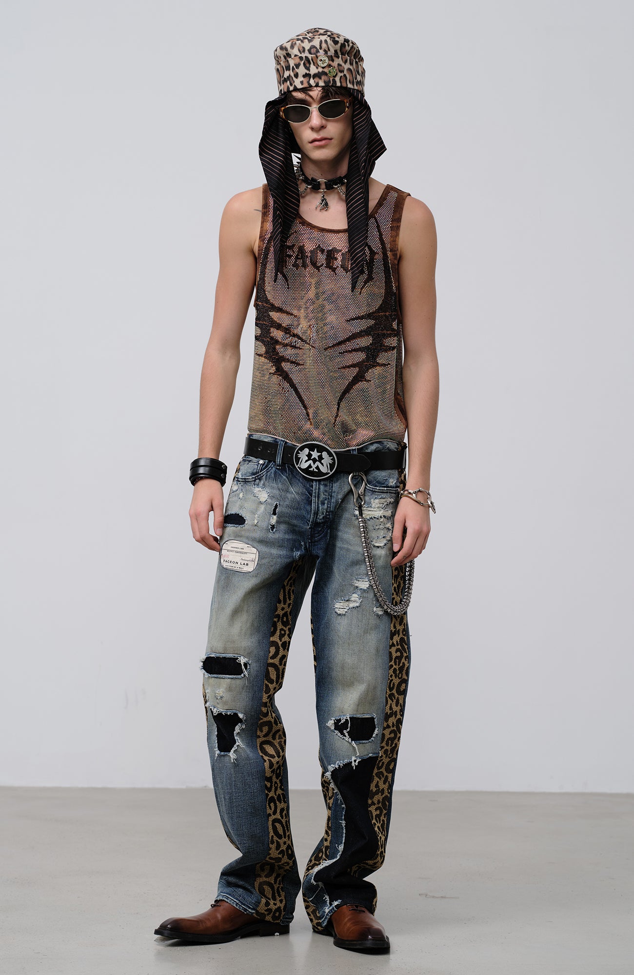 FACEONLAB Venom Diamond Punk Tank Leopard, premium urban and streetwear designers apparel on PROJECTISR.com, FACEONLAB