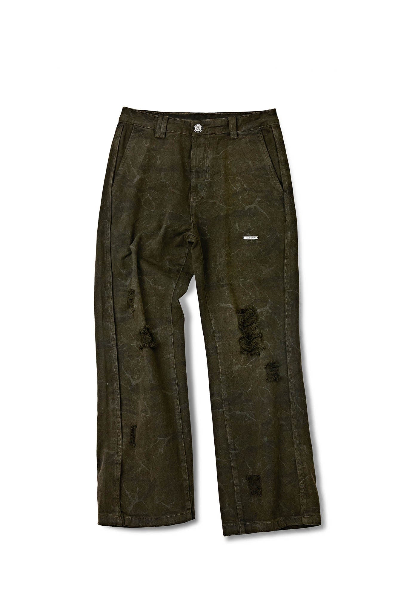 FACEONLAB Ripped Cracked Straight-Leg Pant, premium urban and streetwear designers apparel on PROJECTISR.com, FACEONLAB