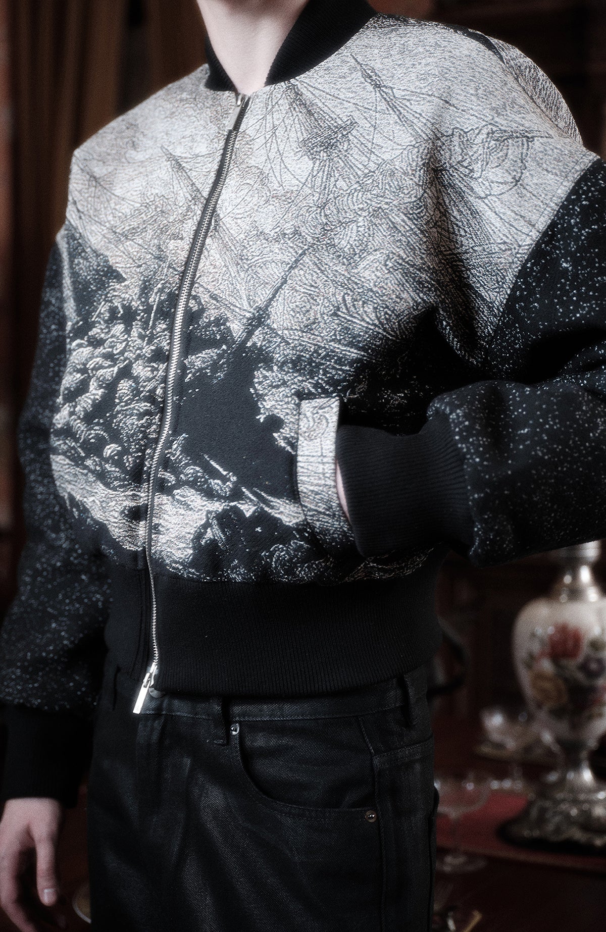 WANNA LAB Leviathan Embroidered Jacquard Bomber Jacket