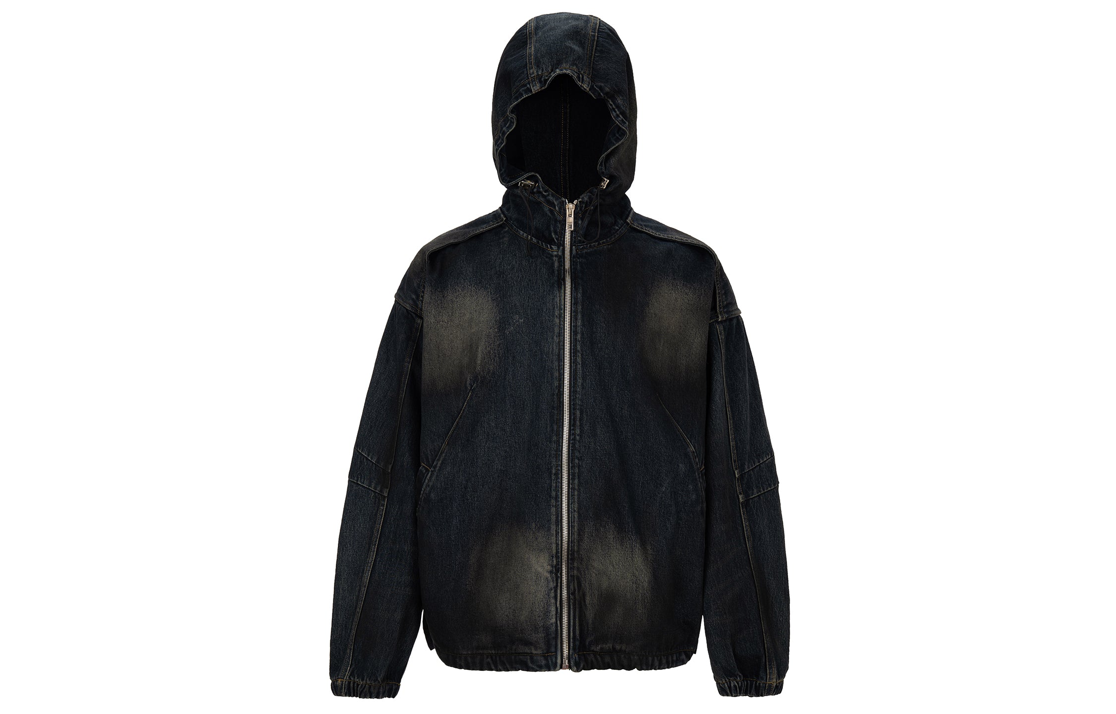 F2CE Washed Paneled Denim Hooded Jacket