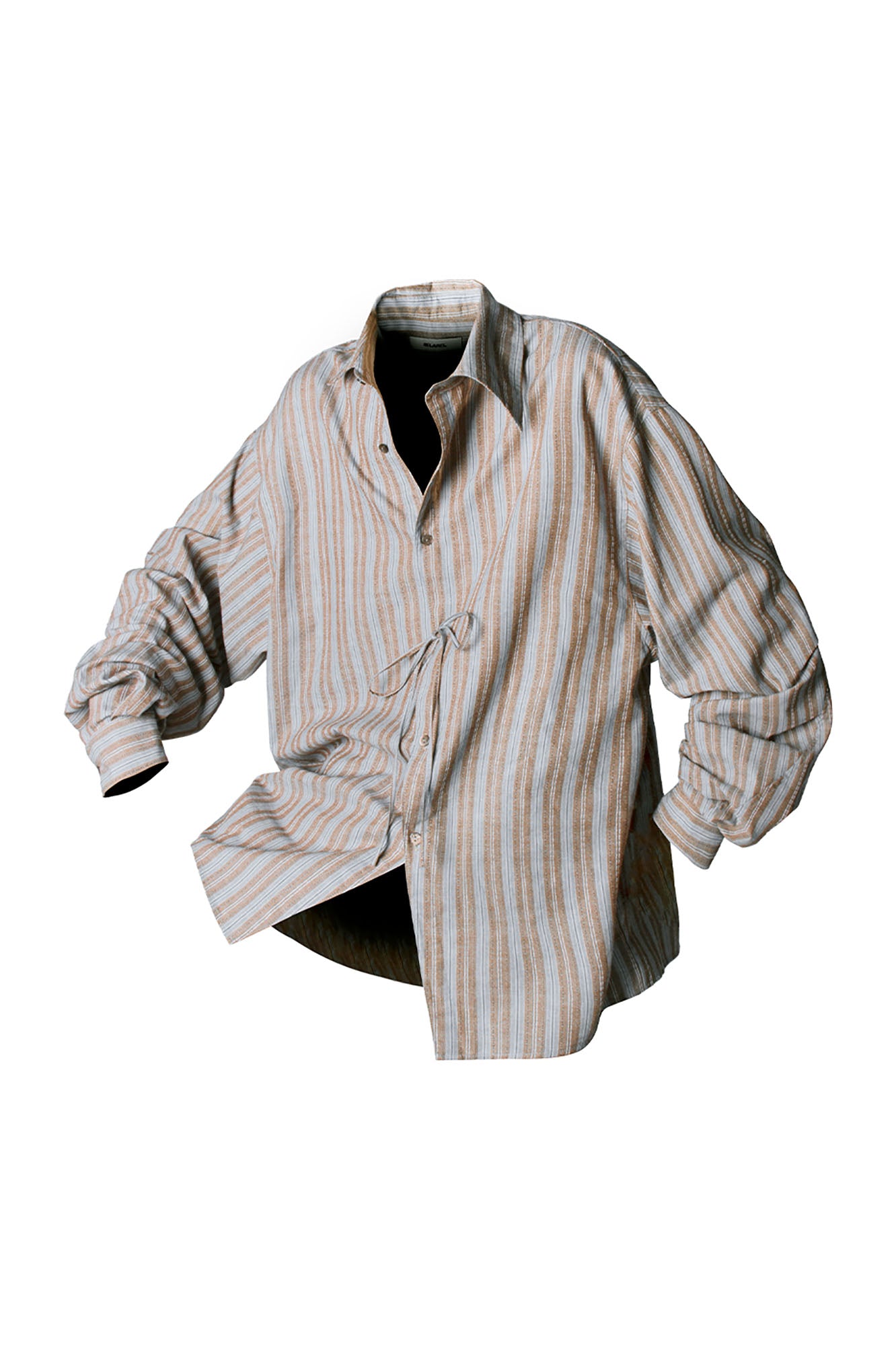 RELABEL Stripe Button-Up Oversized Shirt Brown, premium urban and streetwear designers apparel on PROJECTISR.com, RELABEL