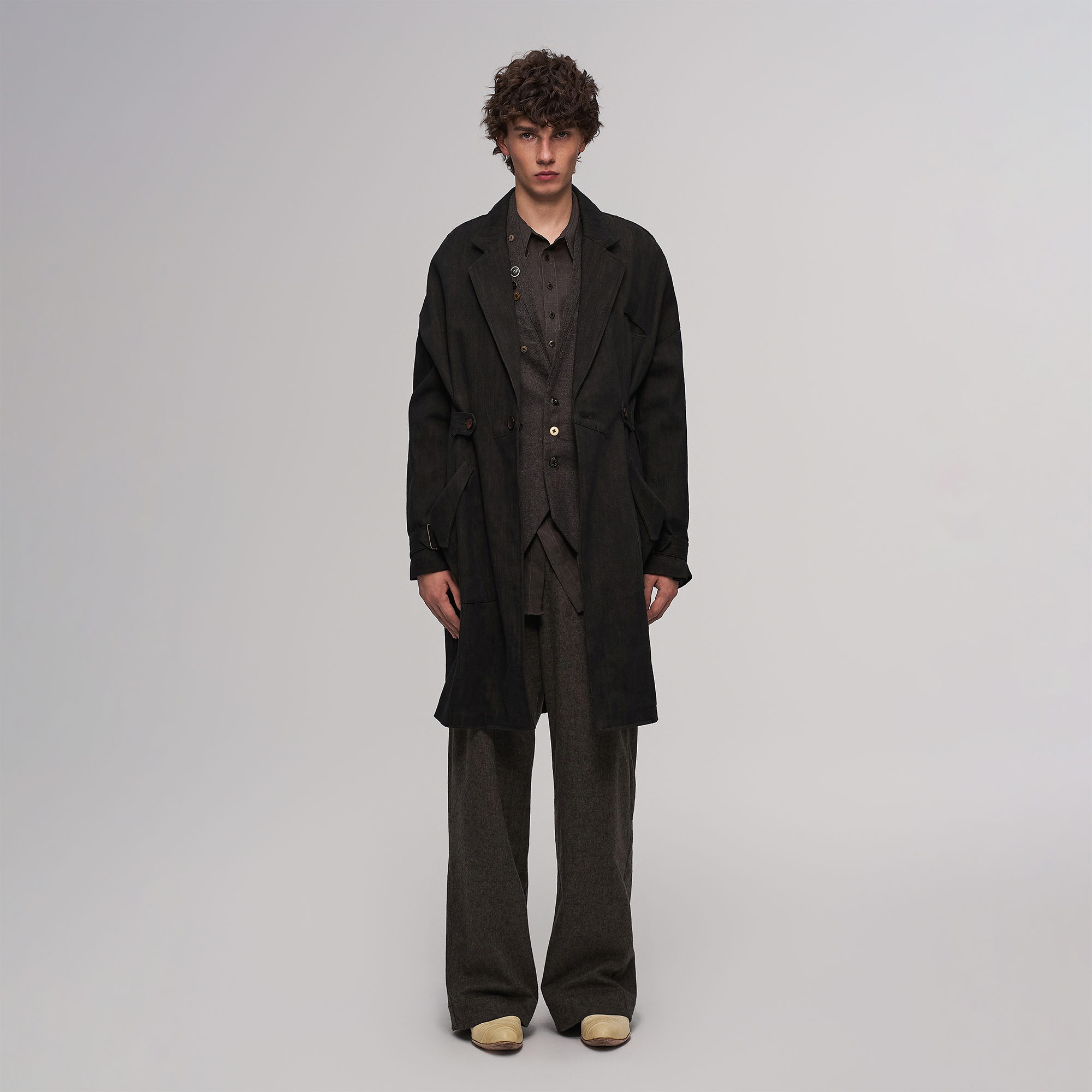 ILNya Nieternite Nifutur Knotted Cape-Back Linen-Blend Trench, premium urban and streetwear designers apparel on PROJECTISR.com, ILNya Nieternite Nifutur