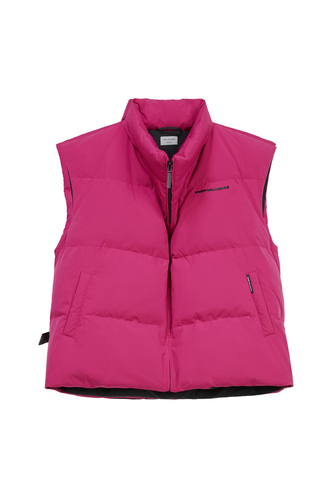 VANN VALRENCE High-Neck Oversized Down Vest Hot Pink