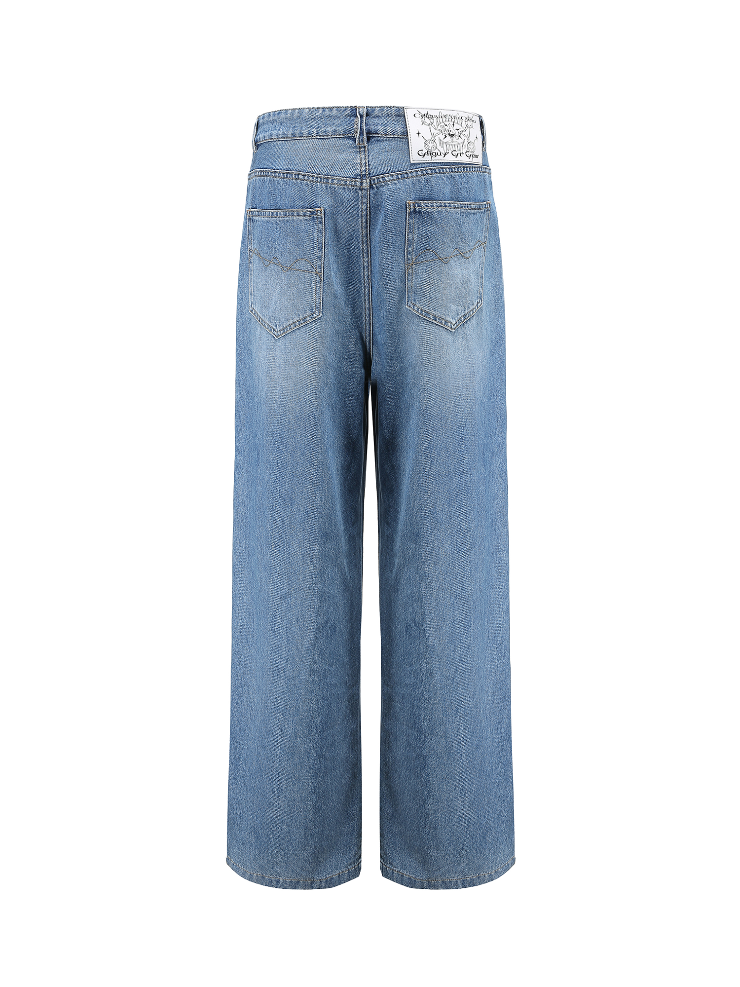 CYCYCY Deconstructed Double-Waist Washed Jeans