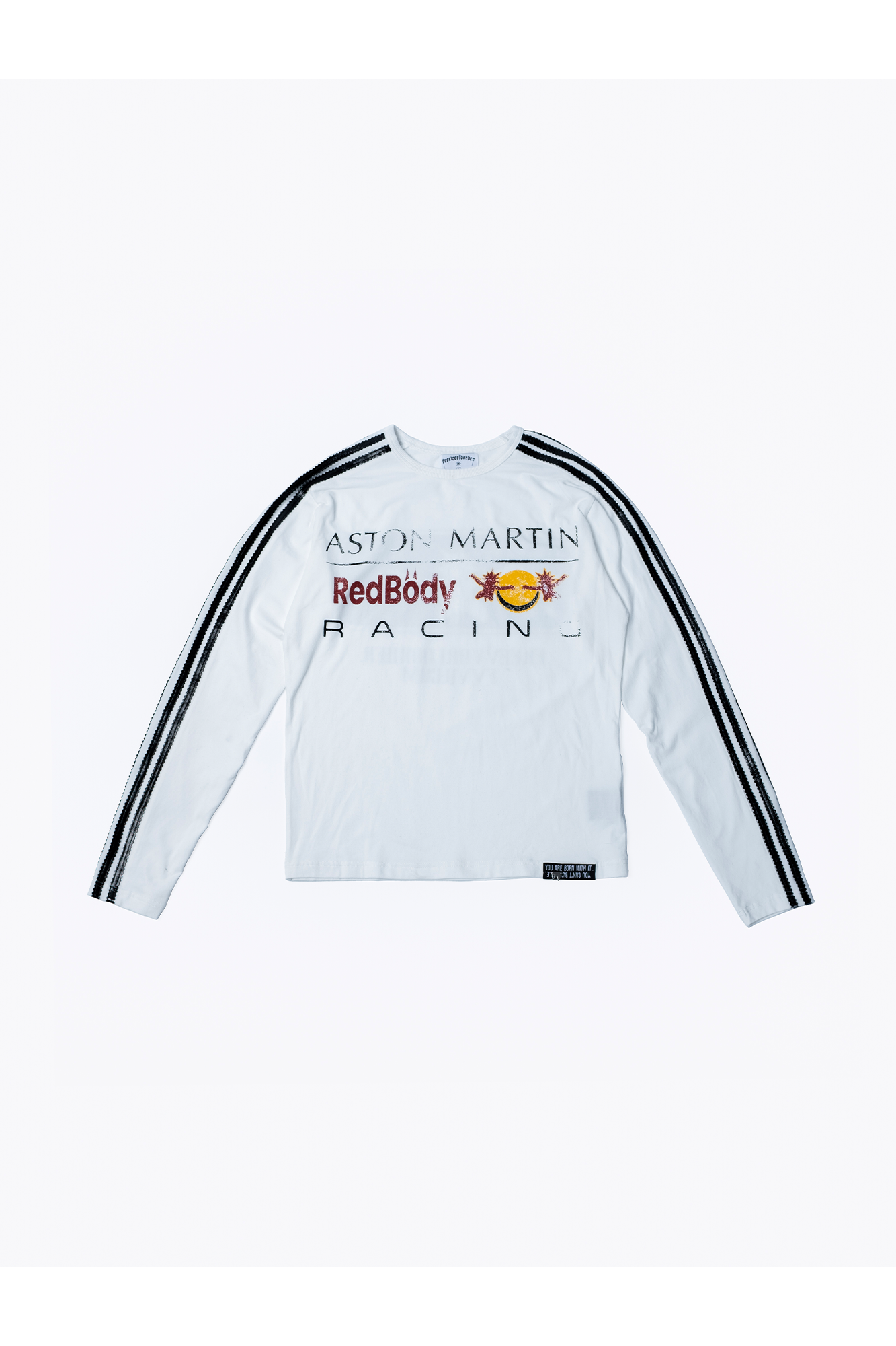 FVVO Parody Logo Slim-Fit Long Sleeve Tee, premium urban and streetwear designers apparel on PROJECTISR.com, FVVO