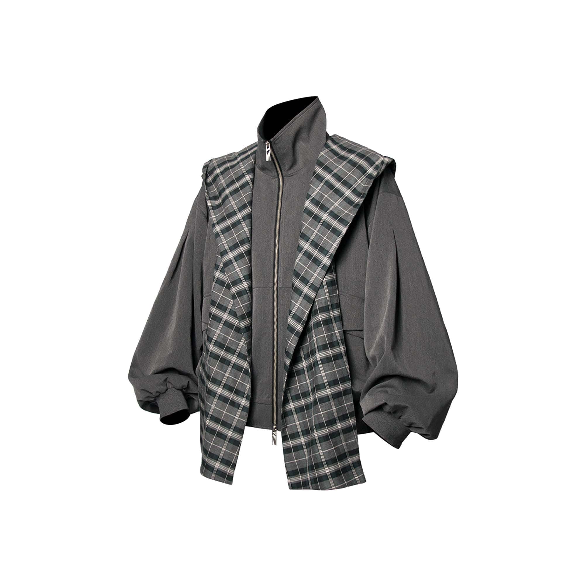 RELABEL Detachable Plaid Hooded Jacket, premium urban and streetwear designers apparel on PROJECTISR.com, RELABEL