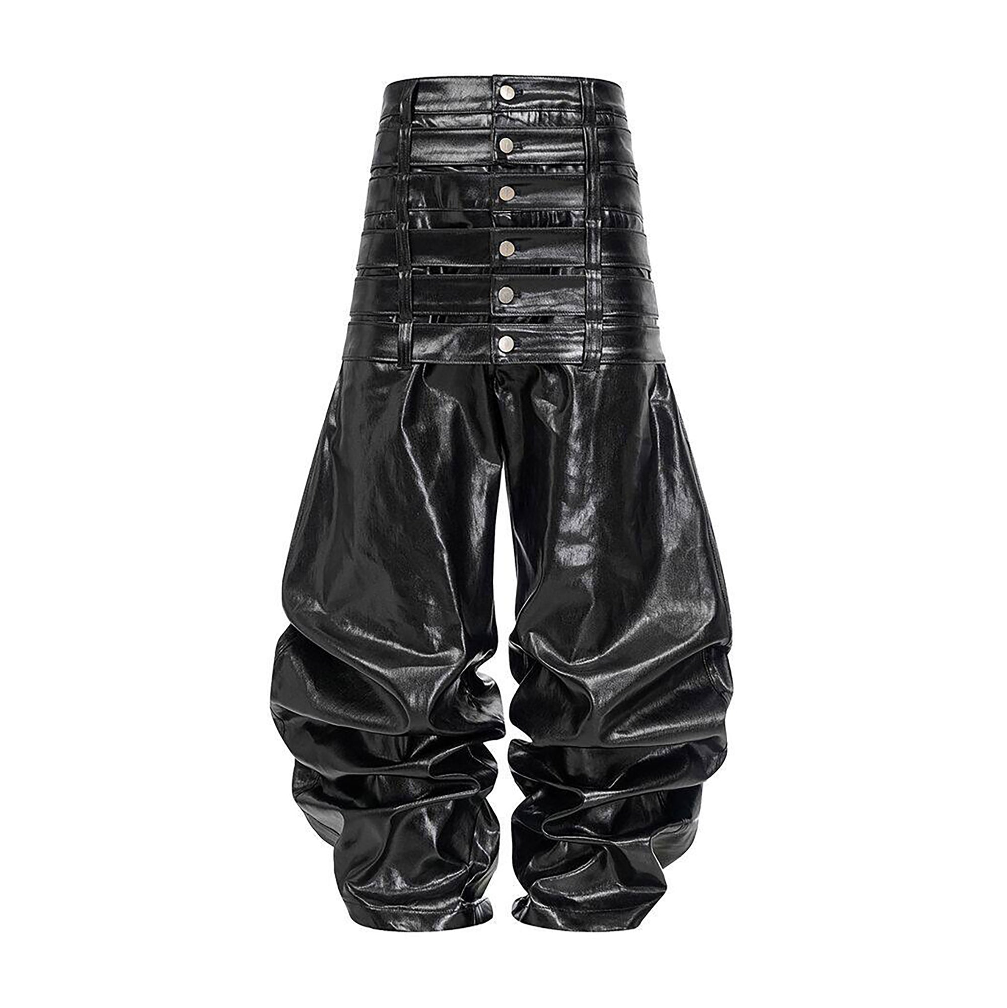 REBEL WAVE Multi-Waist Faux Leather Curved Pants