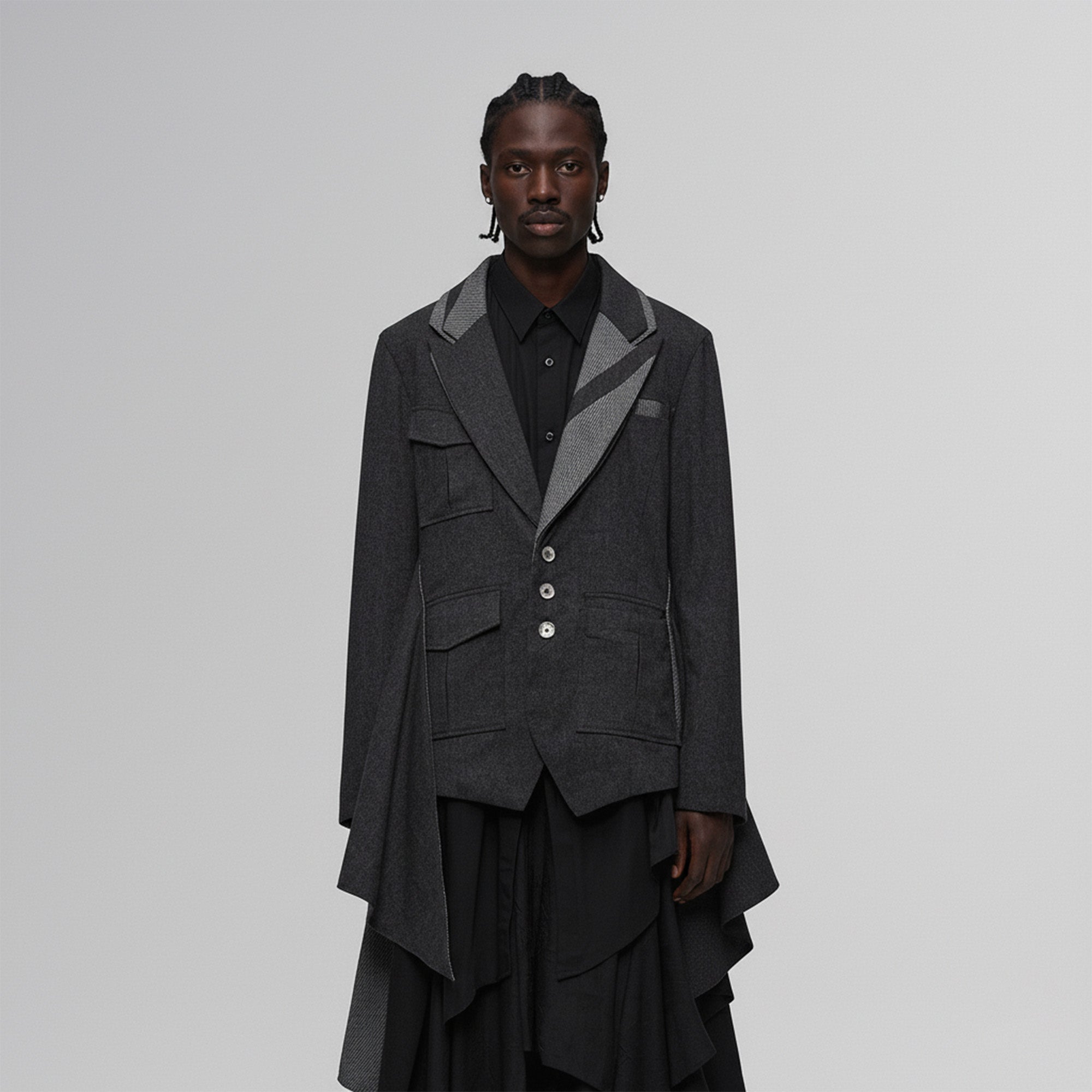 ILNya Nieternite Nifutur Asym Draped-Pleated Panel-Collar Blazer