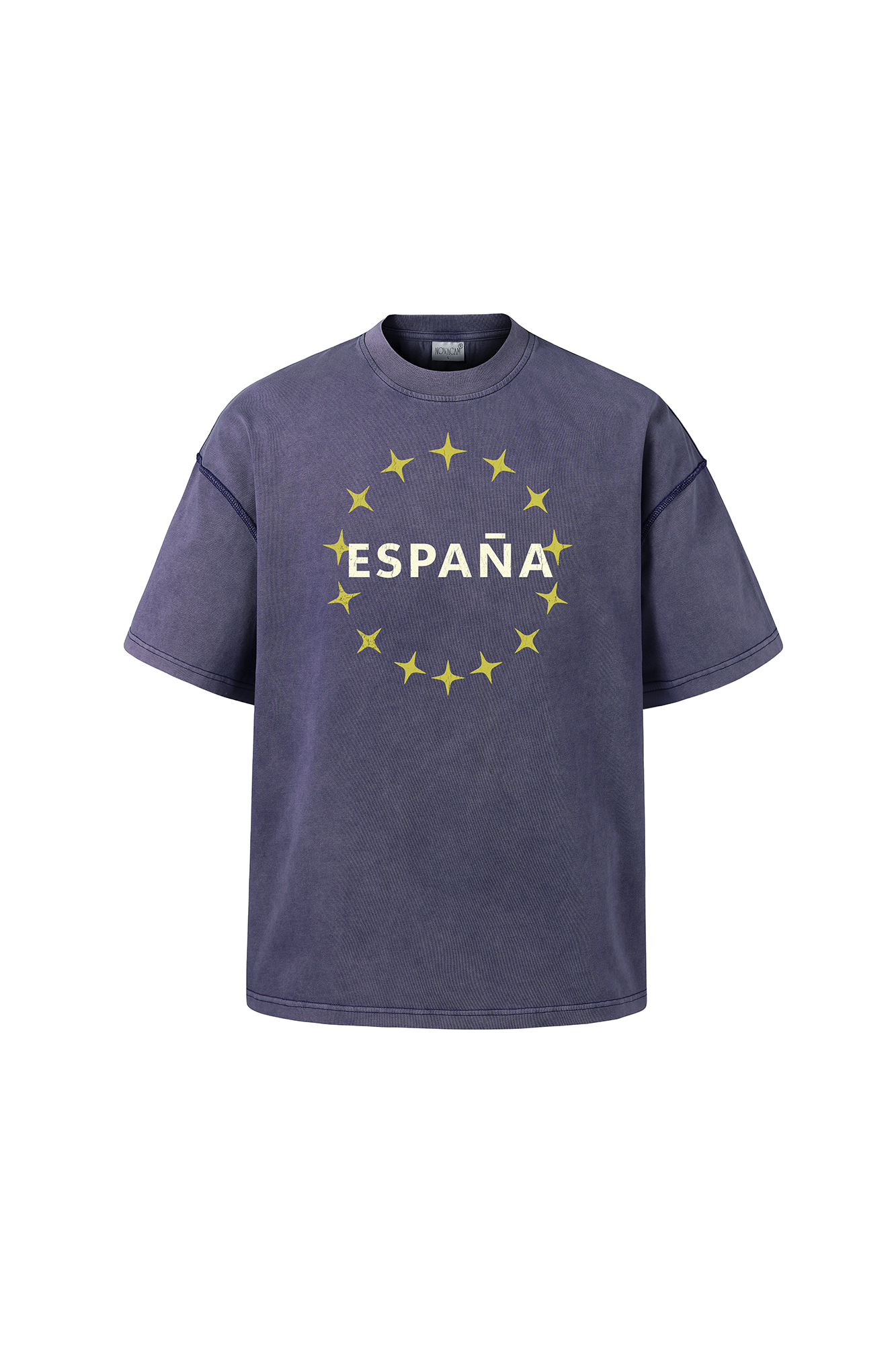 NOVACAM Washed Star Letter Graphic Oversized T-Shirt