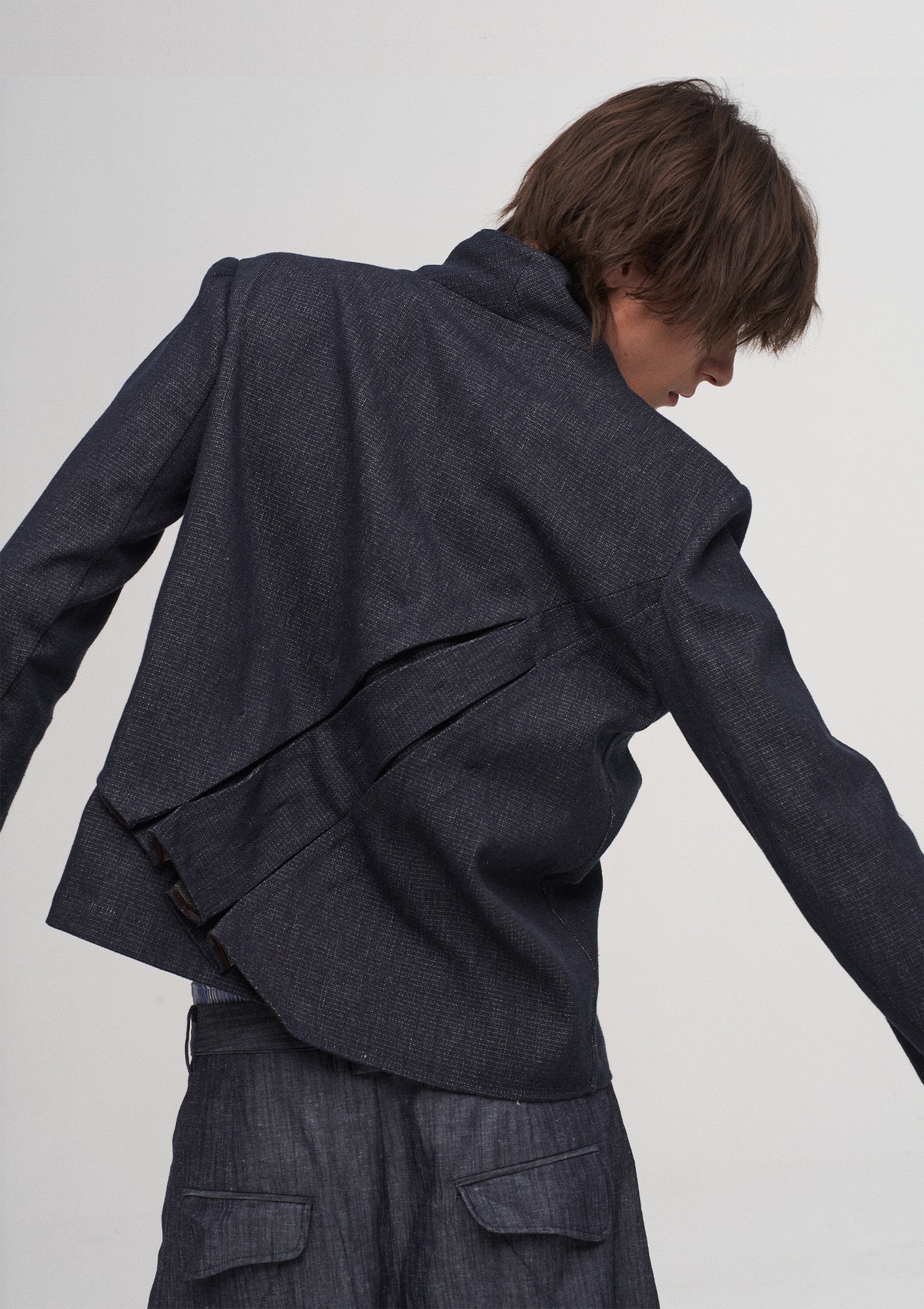 ILNya Nieternite Nifutur Double-Layer Weave Linen Jacket Blue, premium urban and streetwear designers apparel on PROJECTISR.com, ILNya Nieternite Nifutur