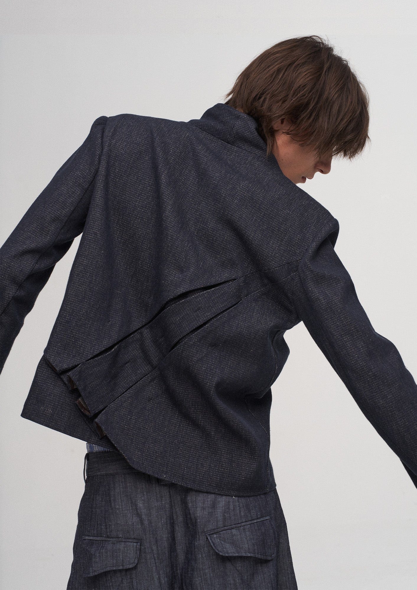 ILNya Nieternite Nifutur Double-Layer Weave Linen Jacket Blue, premium urban and streetwear designers apparel on PROJECTISR.com, ILNya Nieternite Nifutur