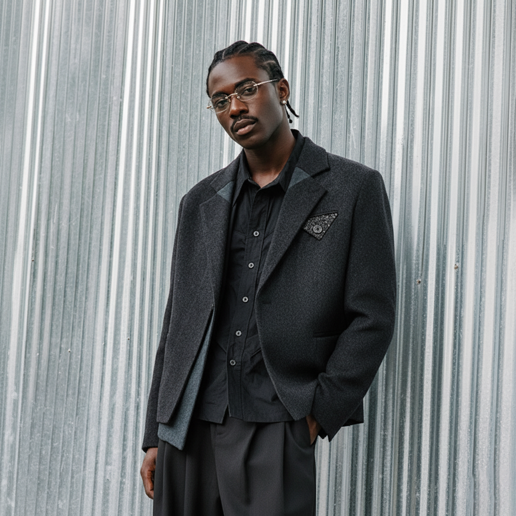 ALVNG AR ANTS Asymmetrical Hem Wool-Blend Blazer