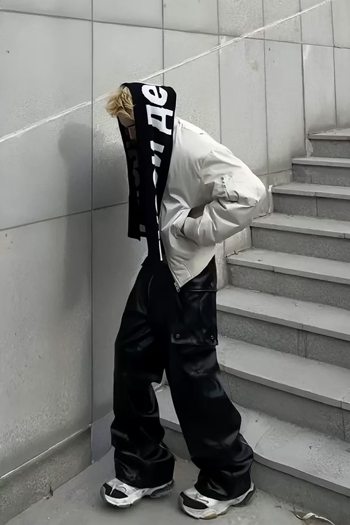 FORFEARTHAT Glossy Panel Zip Hem PU Cargo Pants