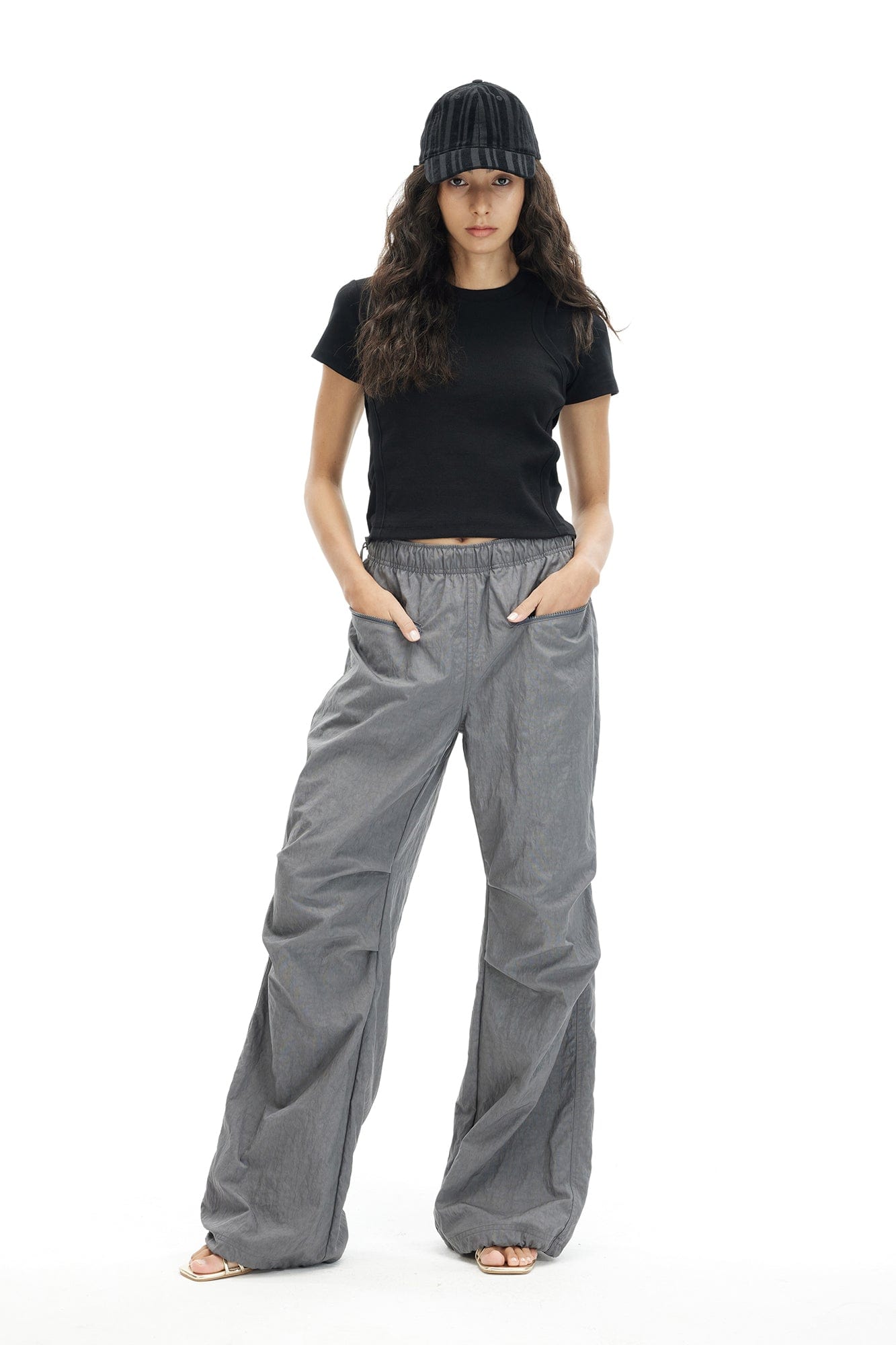 ARTIFICIAL WORLD Drawstring Zipper Pocket Parachute Pants, premium urban and streetwear designers apparel on PROJECTISR.com, ARTIFICIAL WORLD