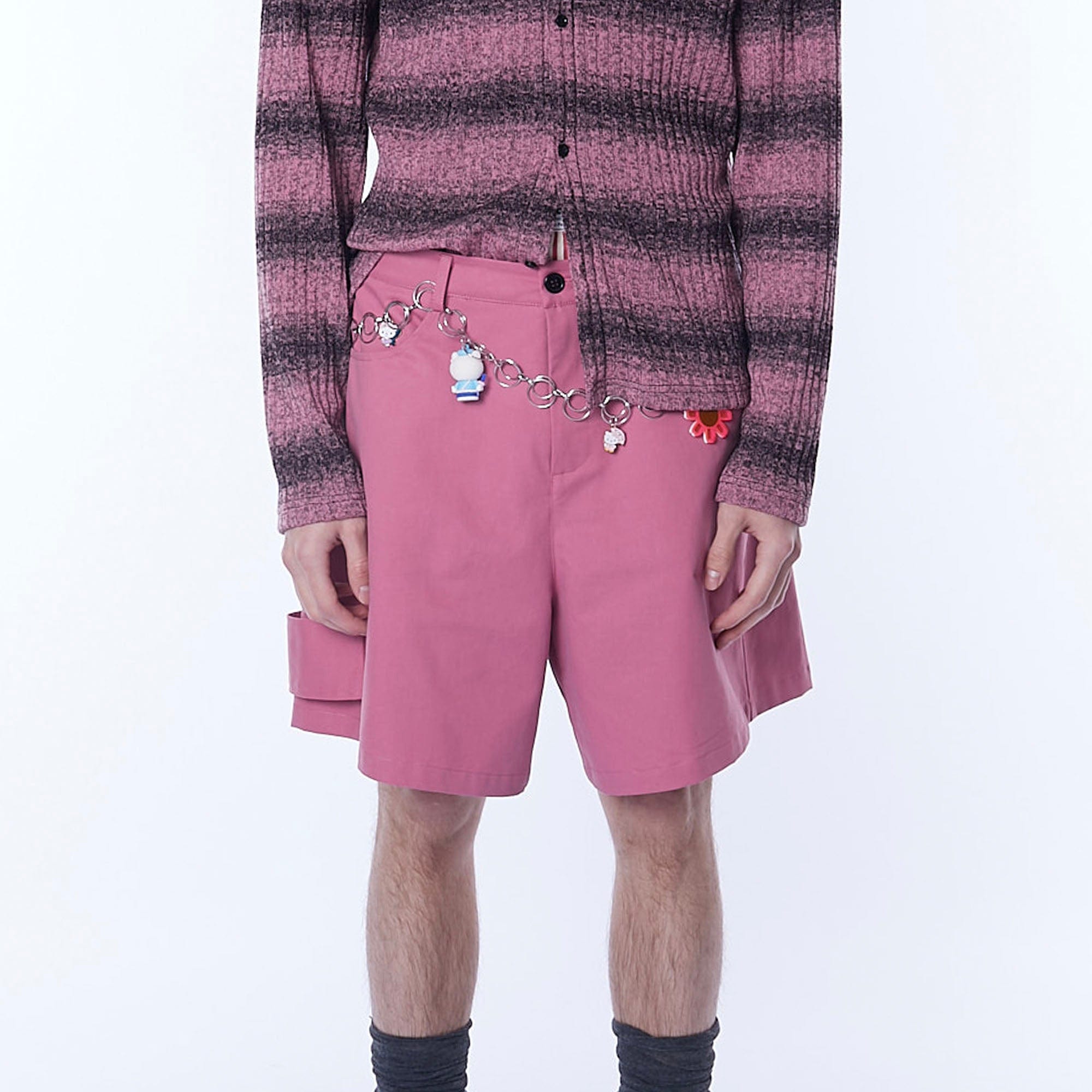 ASSEEN Asymmetric Side Strap Wide-Leg Shorts, premium urban and streetwear designers apparel on PROJECTISR.com, ASSEEN