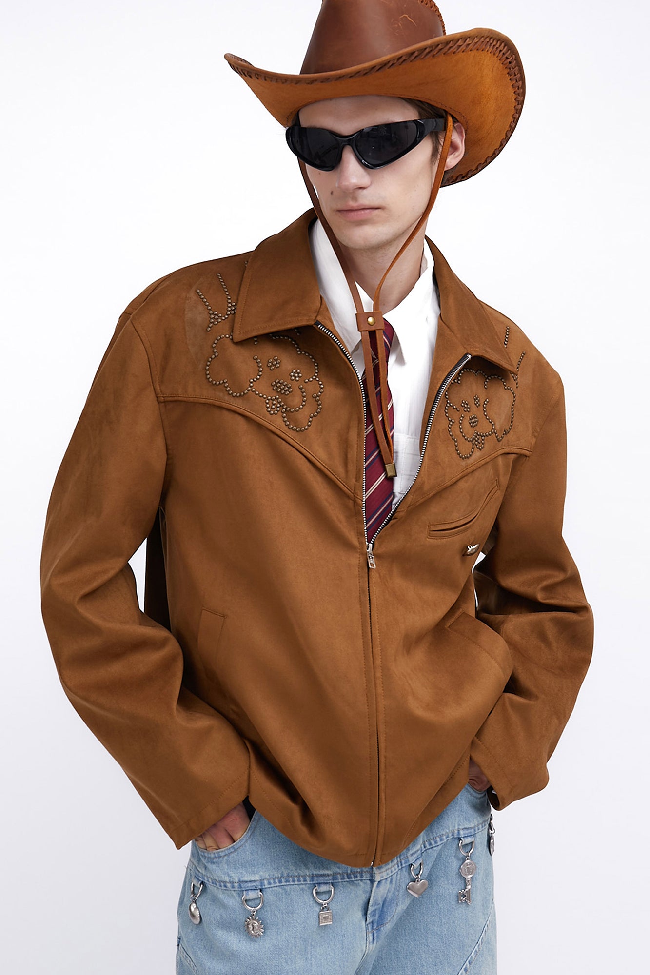 ASSEEN Studded Suede Yoke Jacket