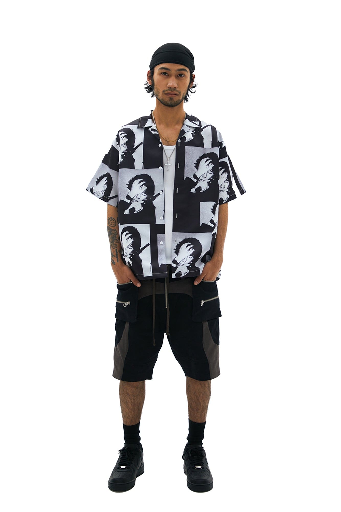 TECNINEGROUP Pop Art Portrait Graphic Cuban Half Shirt, premium urban and streetwear designers apparel on PROJECTISR.com, TECNINEGROUP