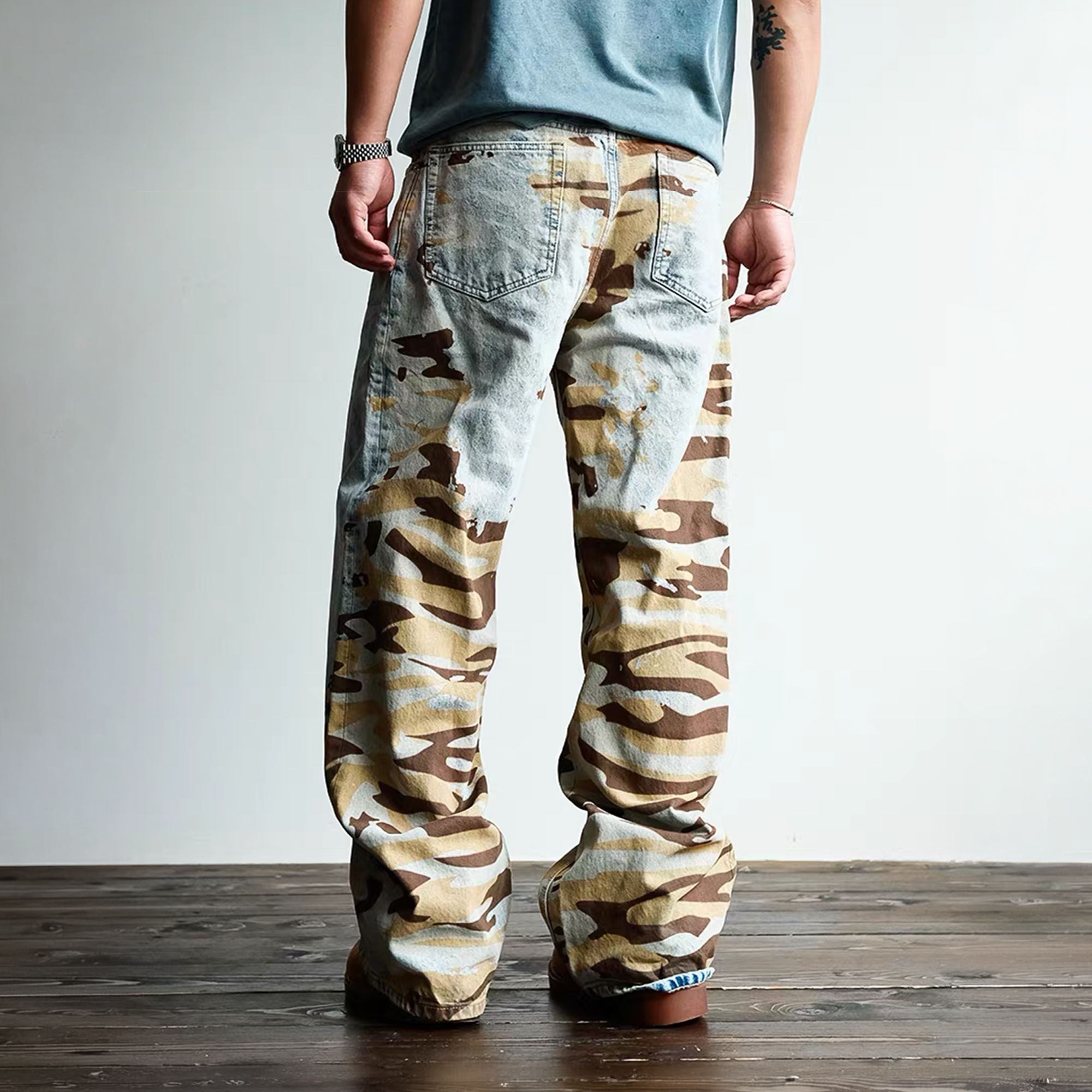 NEIGBORL Retro Washed Camo Jeans