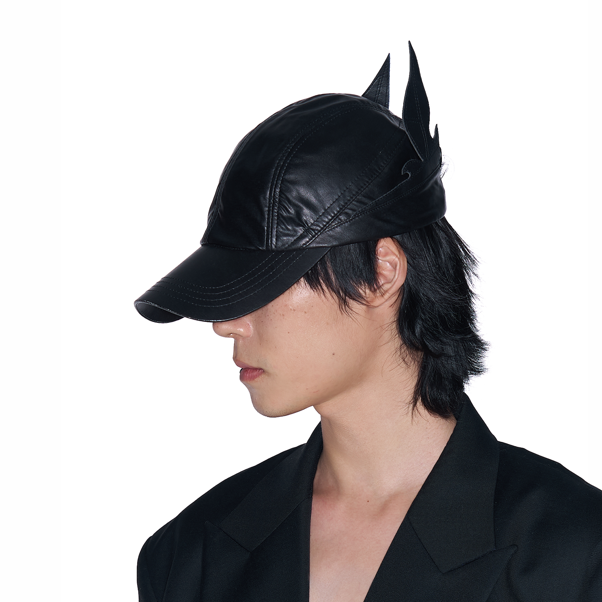 SANB Faux Leather Horned Baseball Cap