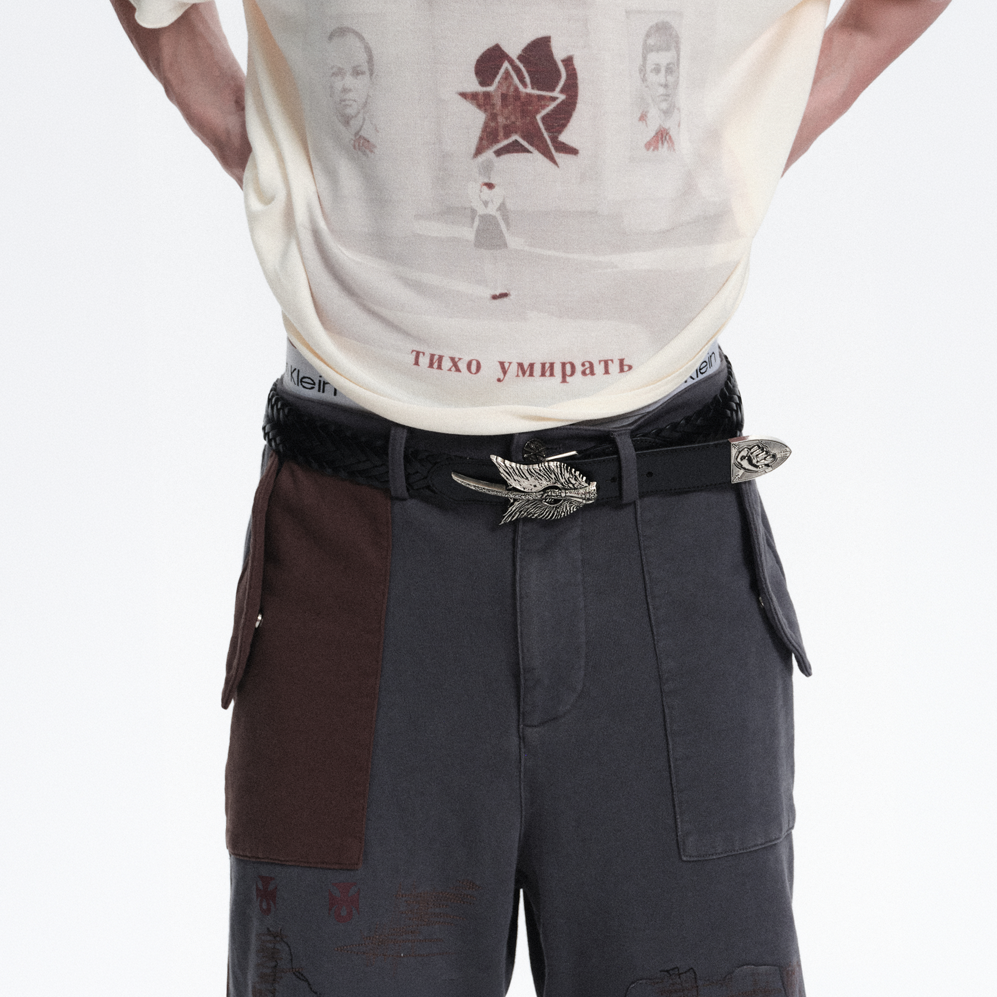 RICHILL Wing Emblem Braided Leather Belt