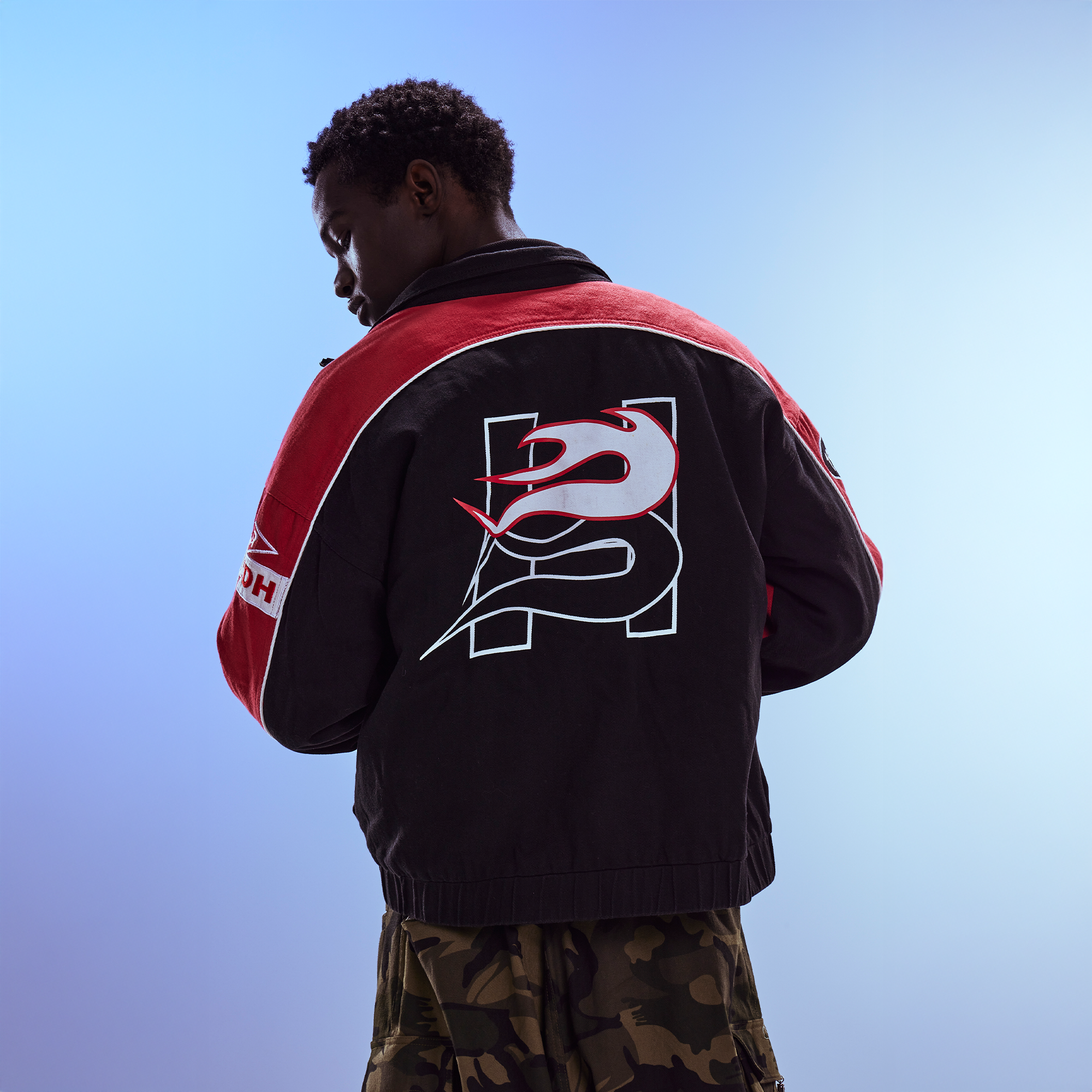 REDH Contrast Panel Embroidered Racing Jacket