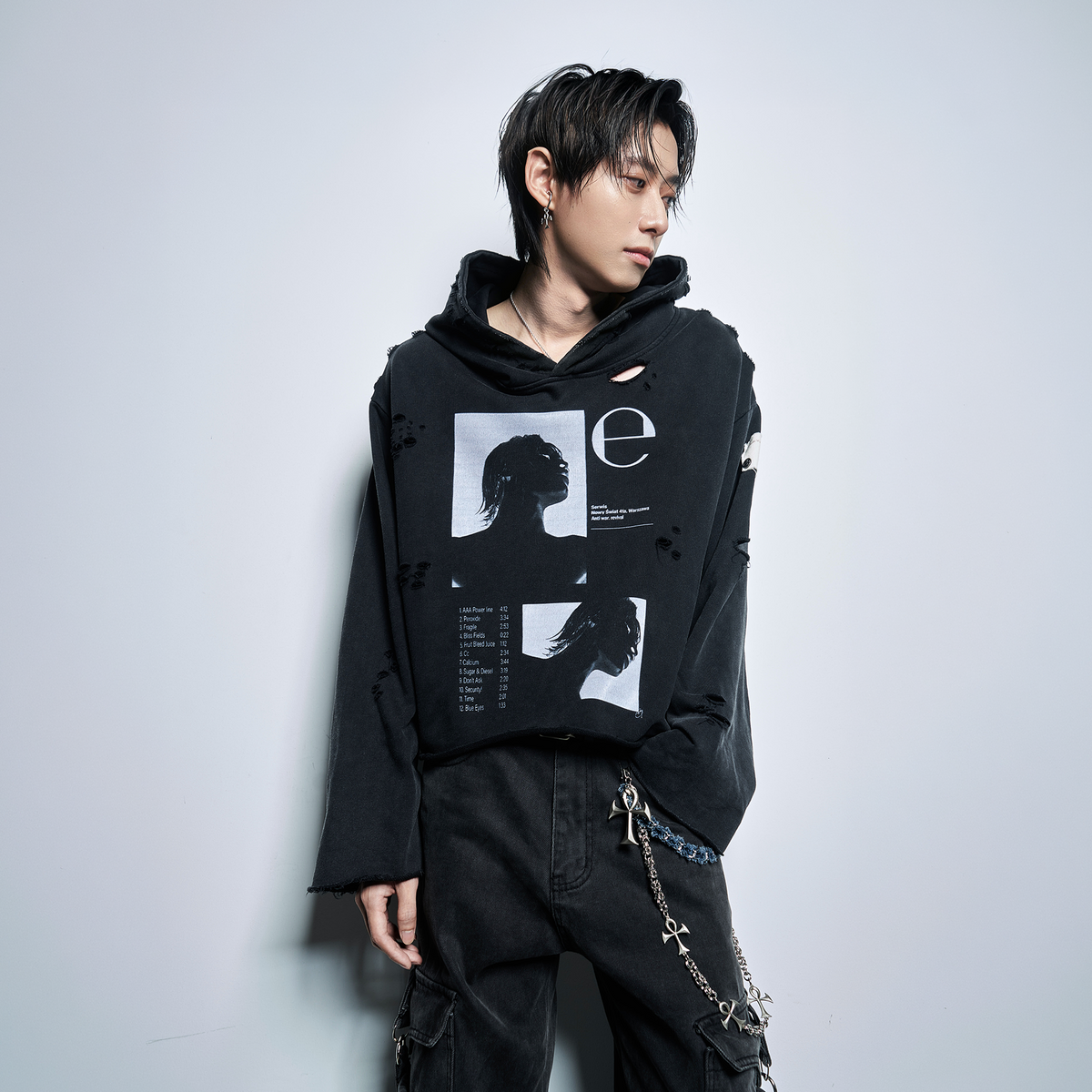 ANTI WAR REVIVAL Distressed Portrait Graphic Oversized Hoodie
