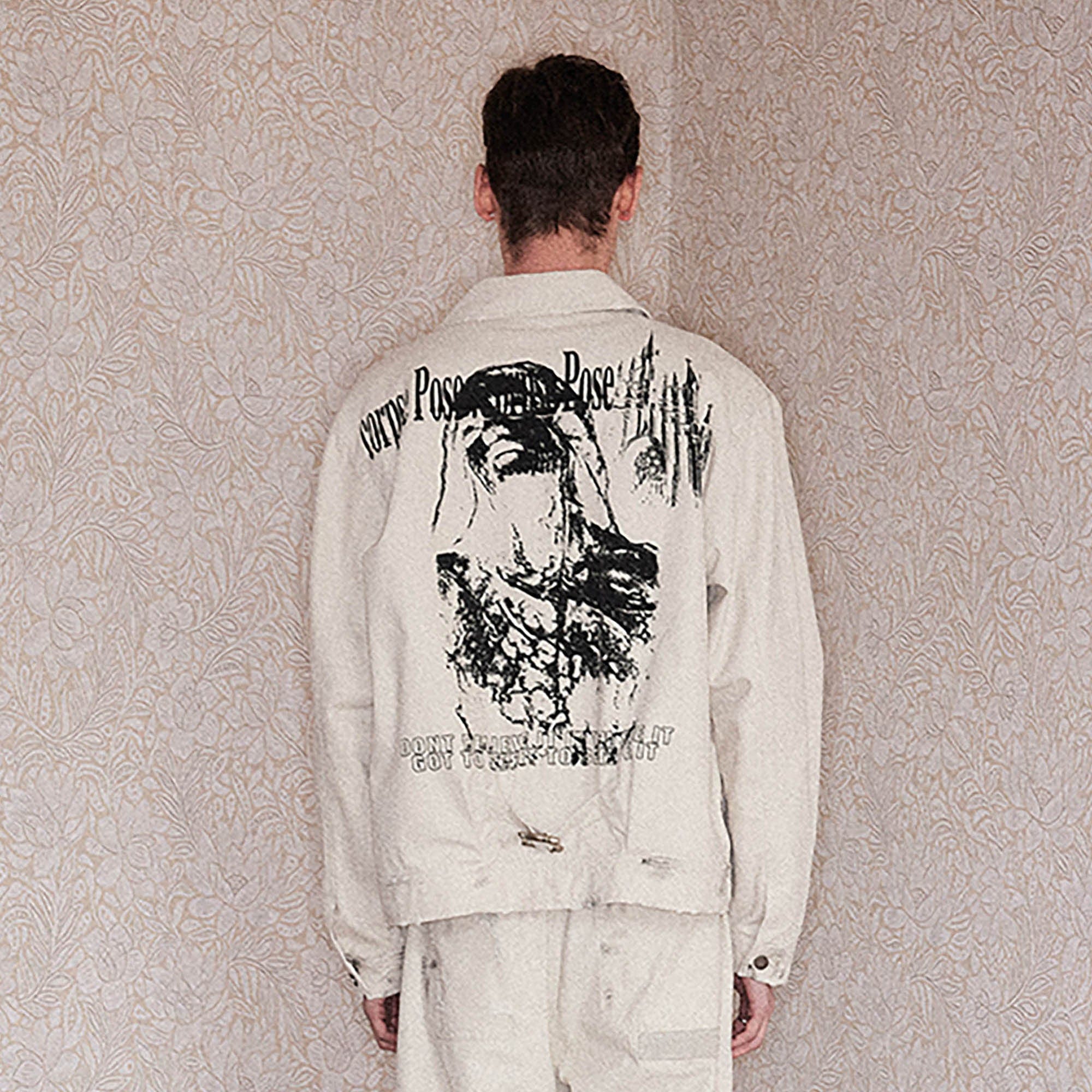 RICHILL Graphic Paint-Splattered Distressed Jacket, premium urban and streetwear designers apparel on PROJECTISR.com, RICHILL