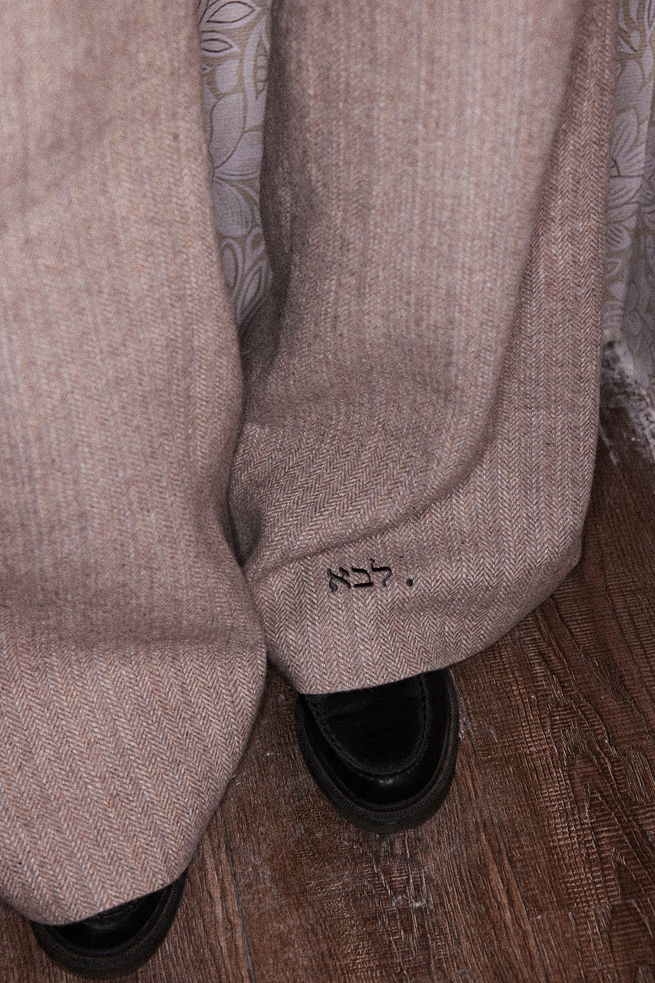RICHILL Herringbone Hebrew Embroidery Wool-Blended Trousers, premium urban and streetwear designers apparel on PROJECTISR.com, RICHILL