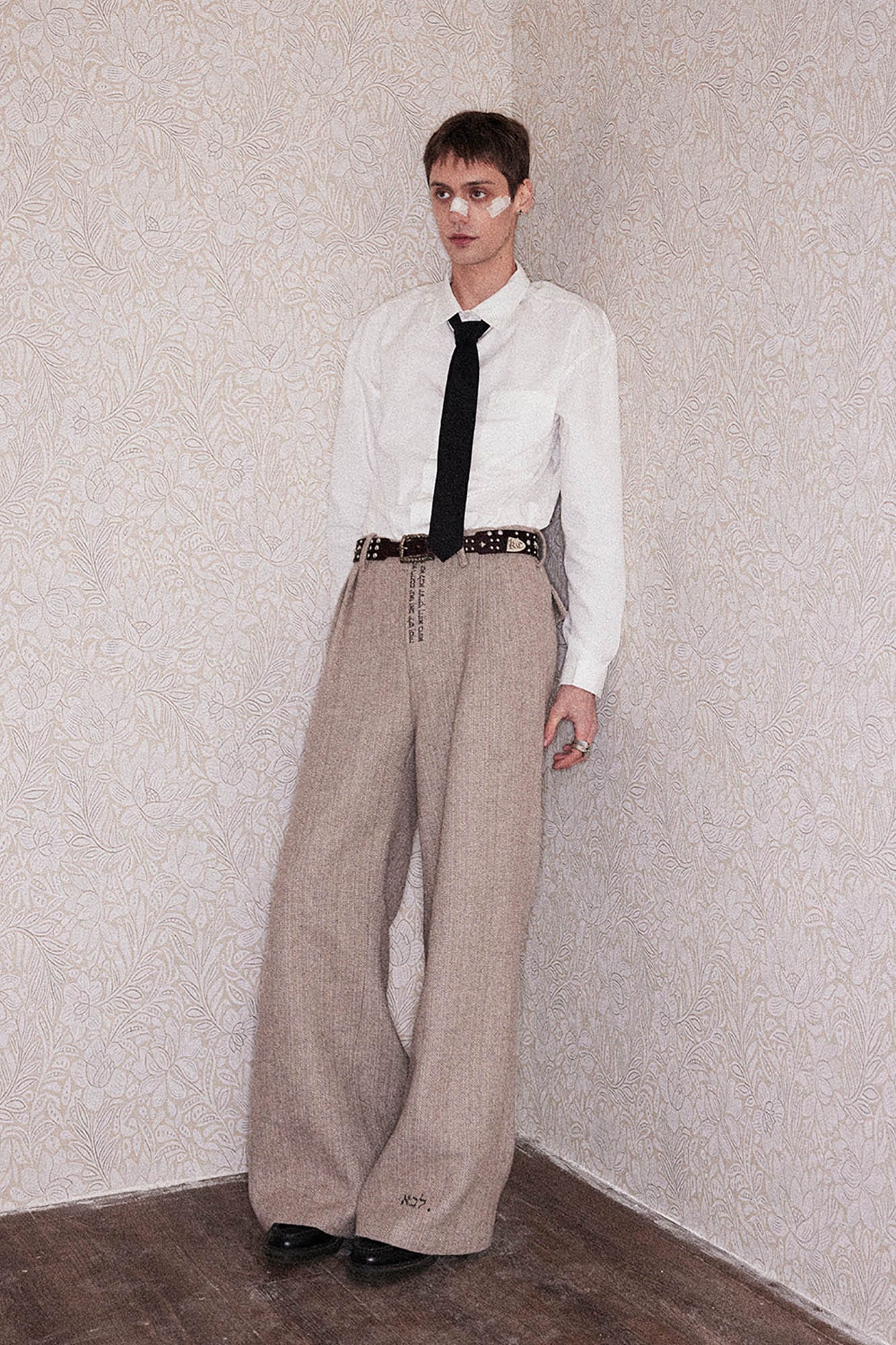 RICHILL Herringbone Hebrew Embroidery Wool-Blended Trousers, premium urban and streetwear designers apparel on PROJECTISR.com, RICHILL