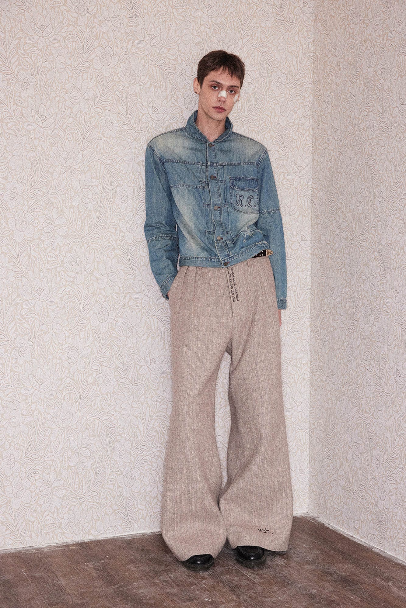 RICHILL Herringbone Hebrew Embroidery Wool-Blended Trousers, premium urban and streetwear designers apparel on PROJECTISR.com, RICHILL