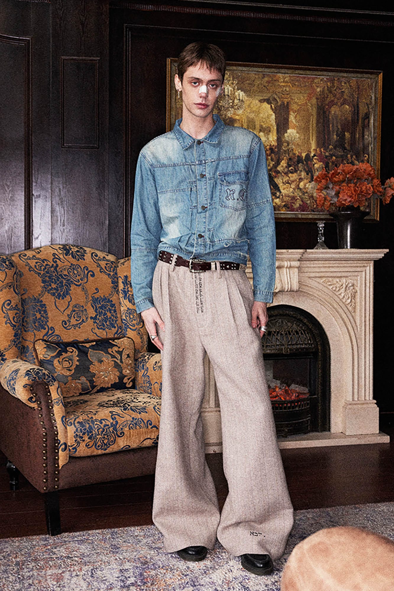 RICHILL Herringbone Hebrew Embroidery Wool-Blended Trousers, premium urban and streetwear designers apparel on PROJECTISR.com, RICHILL