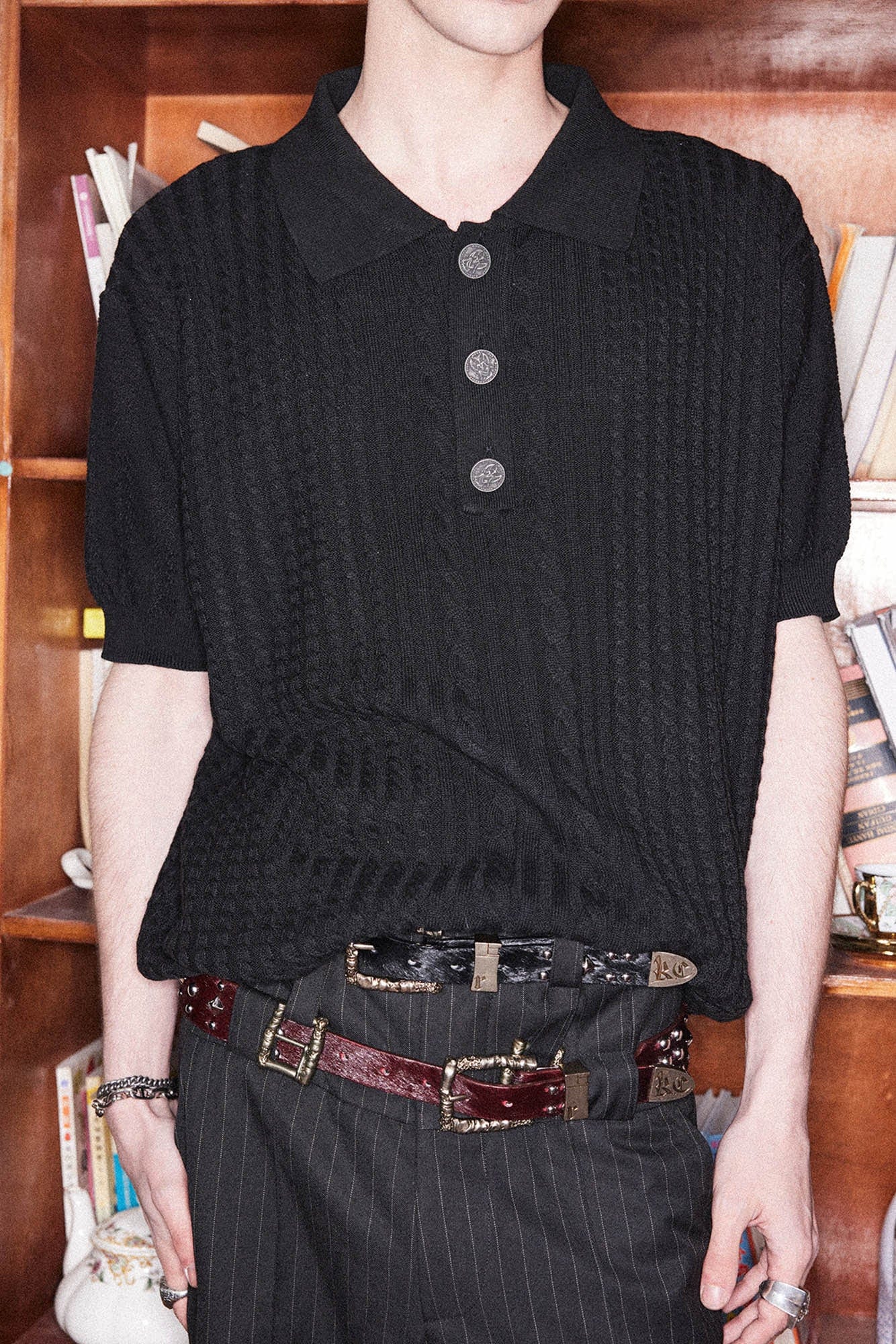 RICHILL Cable-Knit Polo T-Shirt, premium urban and streetwear designers apparel on PROJECTISR.com, RICHILL