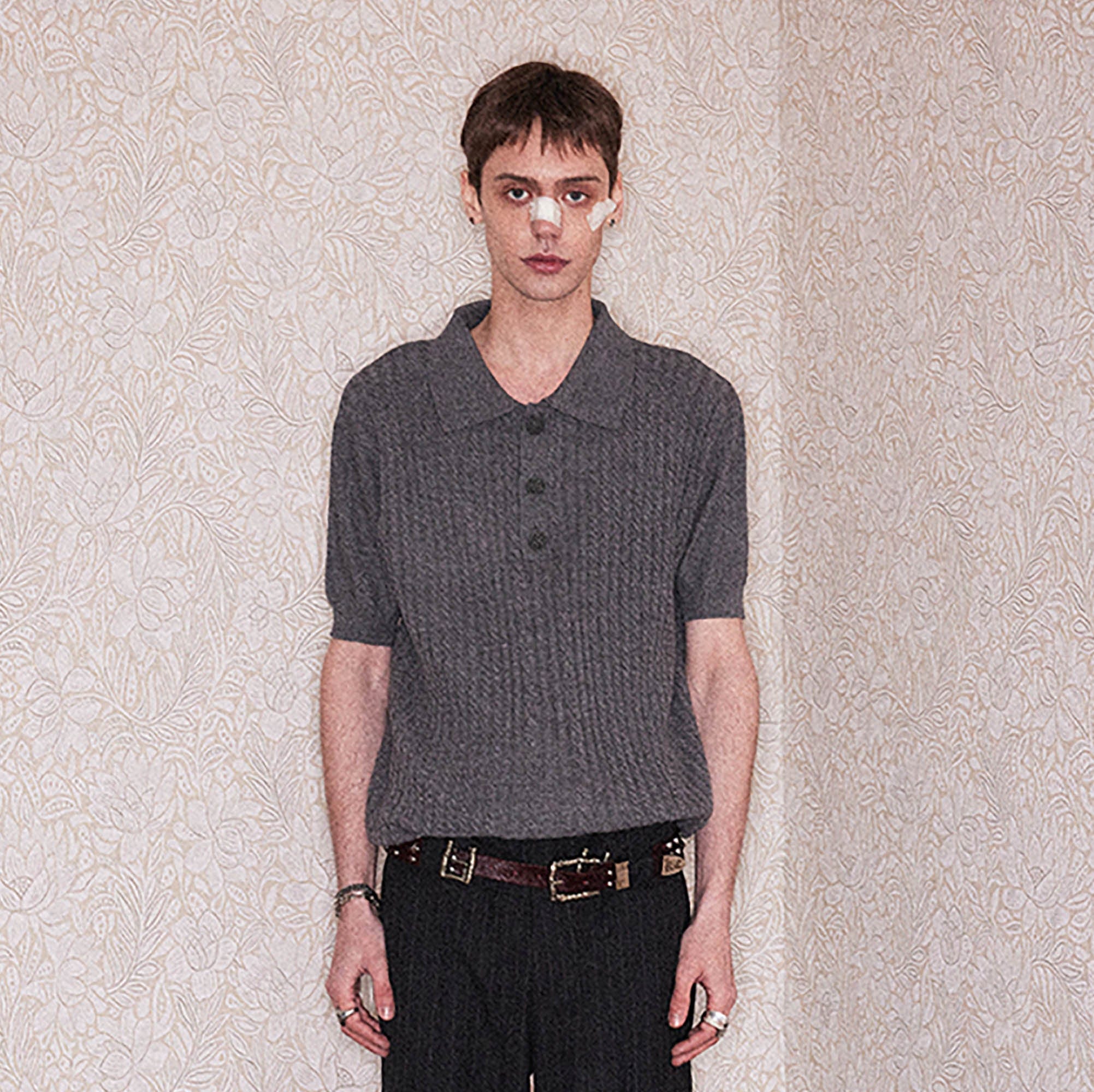 RICHILL Cable-Knit Polo T-Shirt, premium urban and streetwear designers apparel on PROJECTISR.com, RICHILL