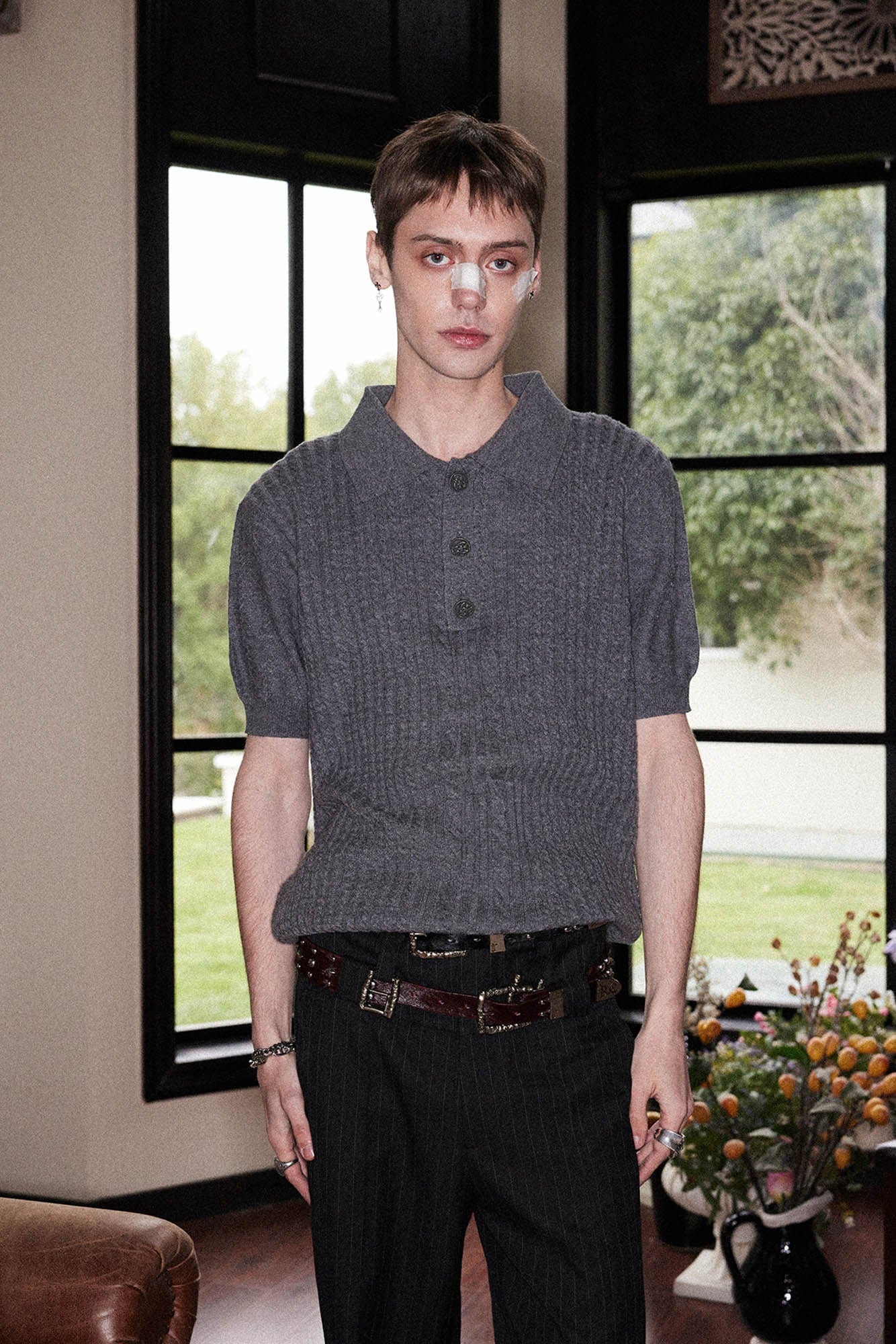 RICHILL Cable-Knit Polo T-Shirt, premium urban and streetwear designers apparel on PROJECTISR.com, RICHILL